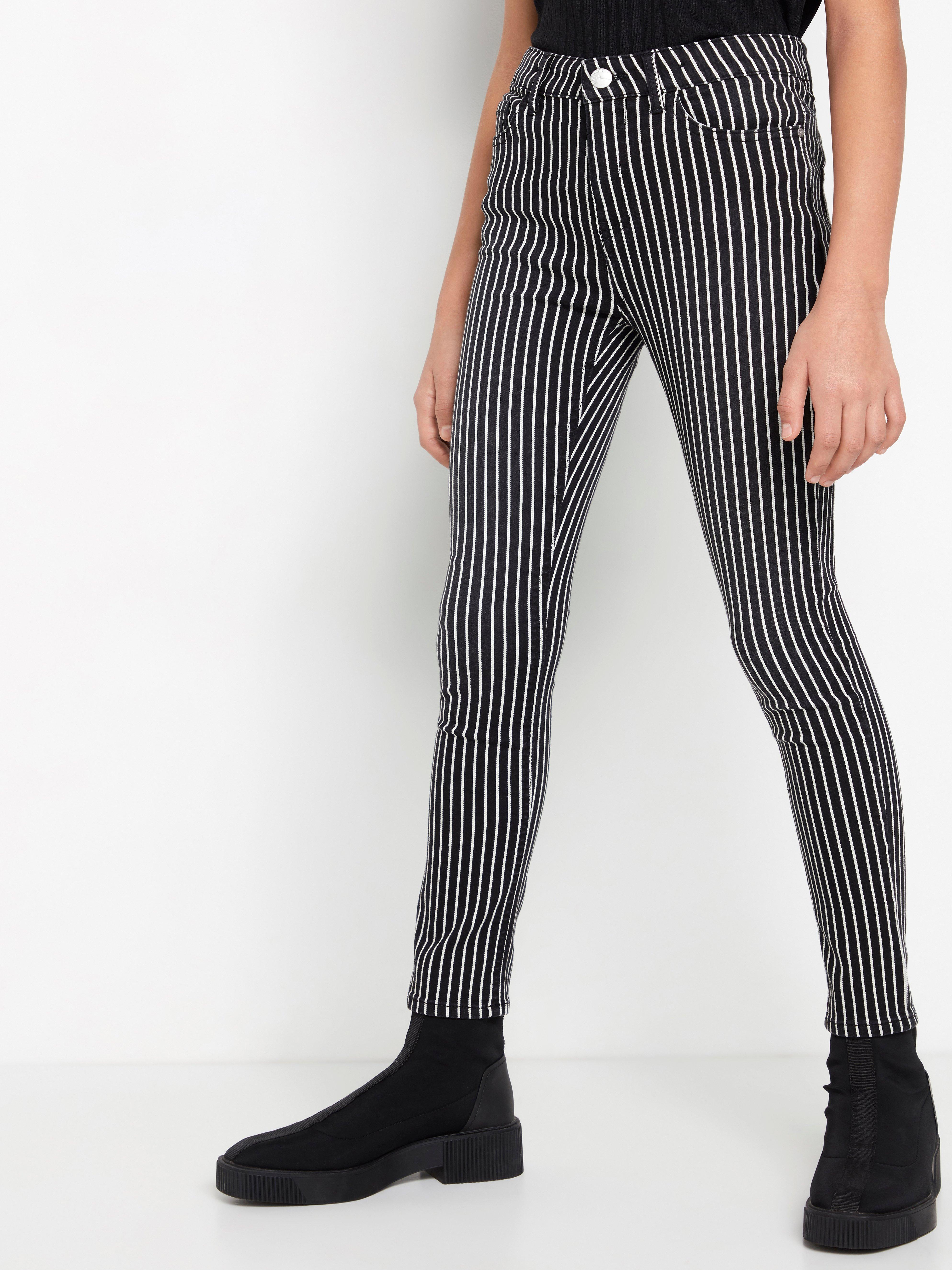 striped slim fit trousers