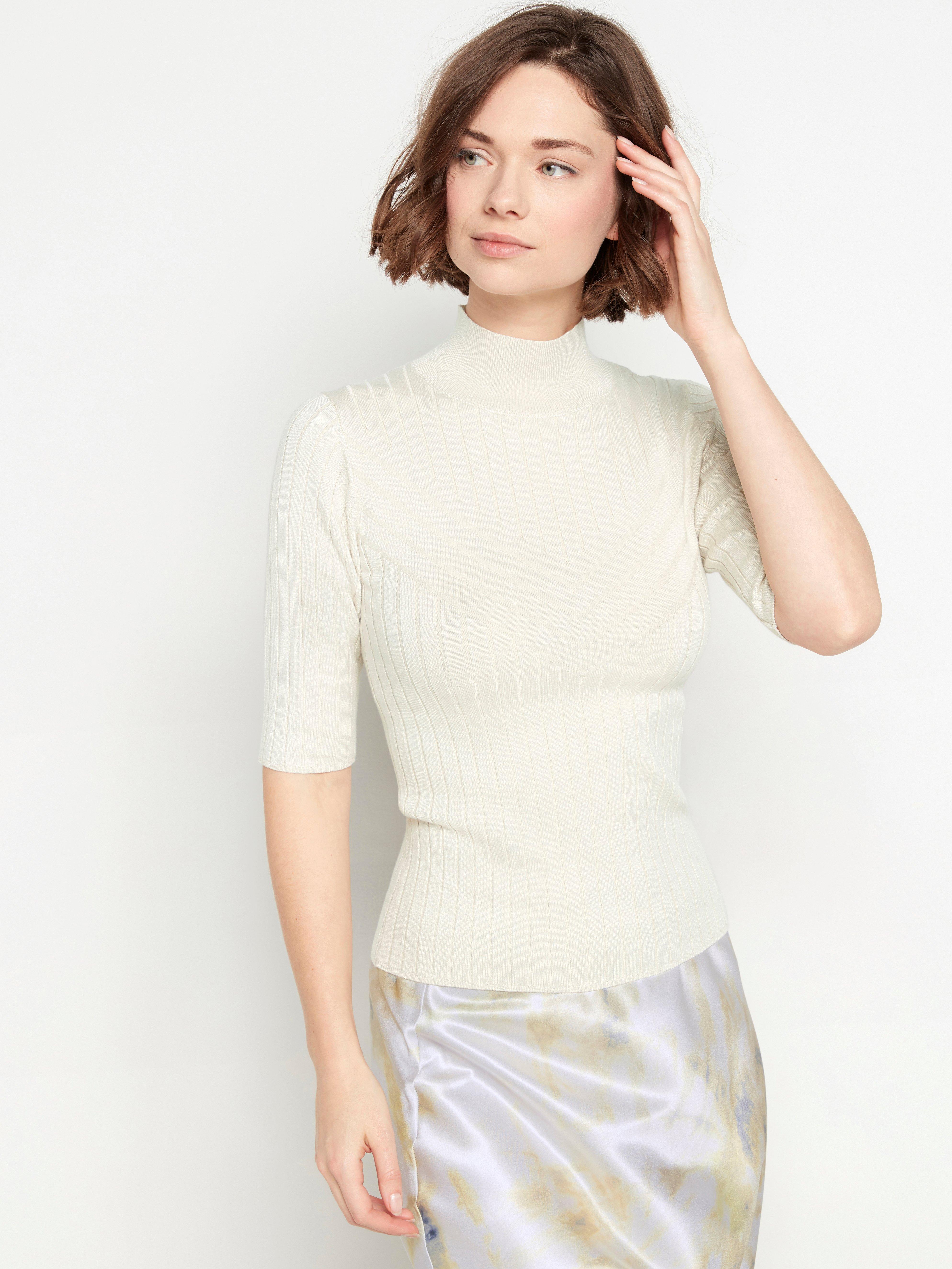 Ribbstickad kortärmad tröja