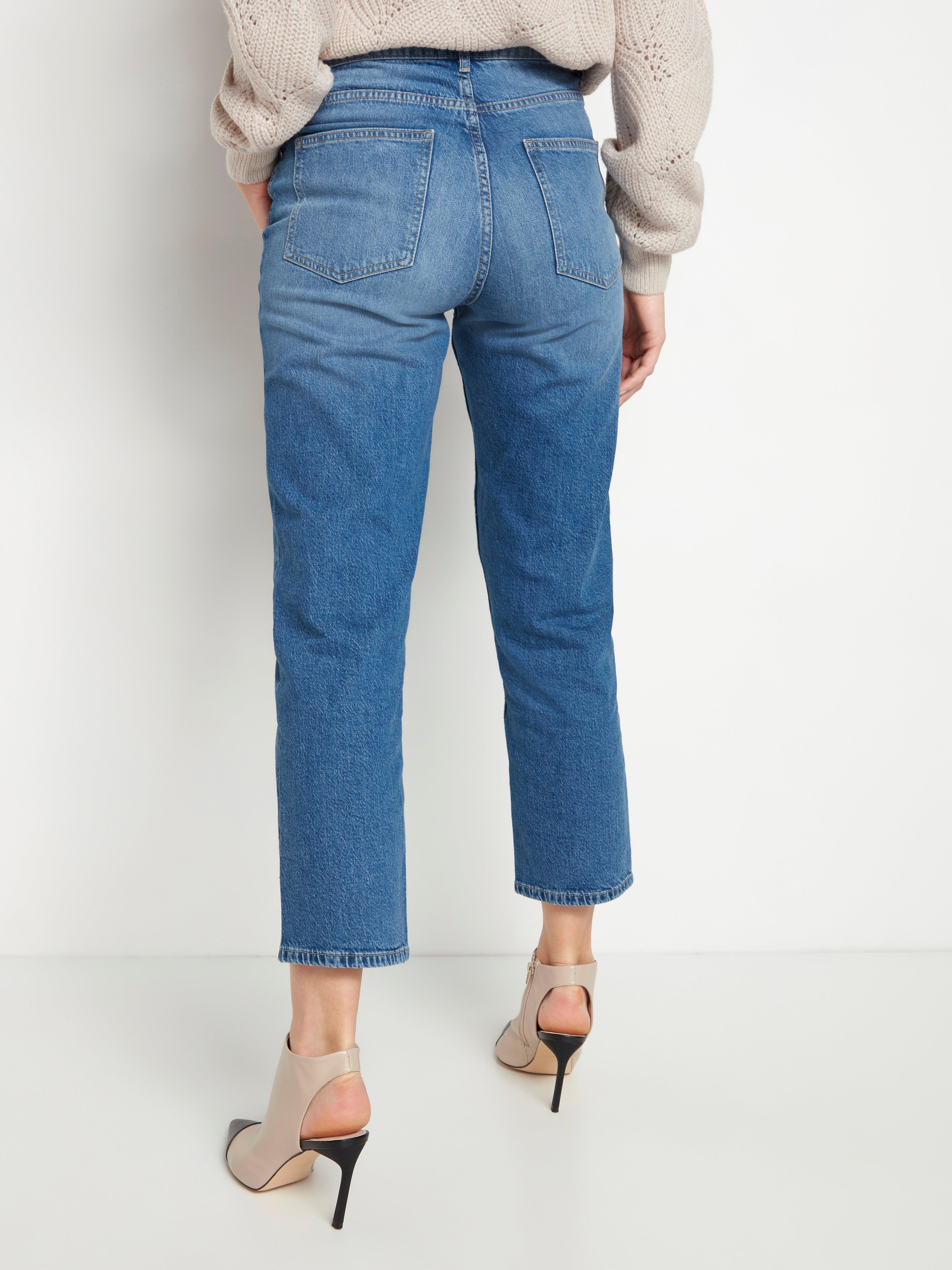 straight cropped high waist jeans