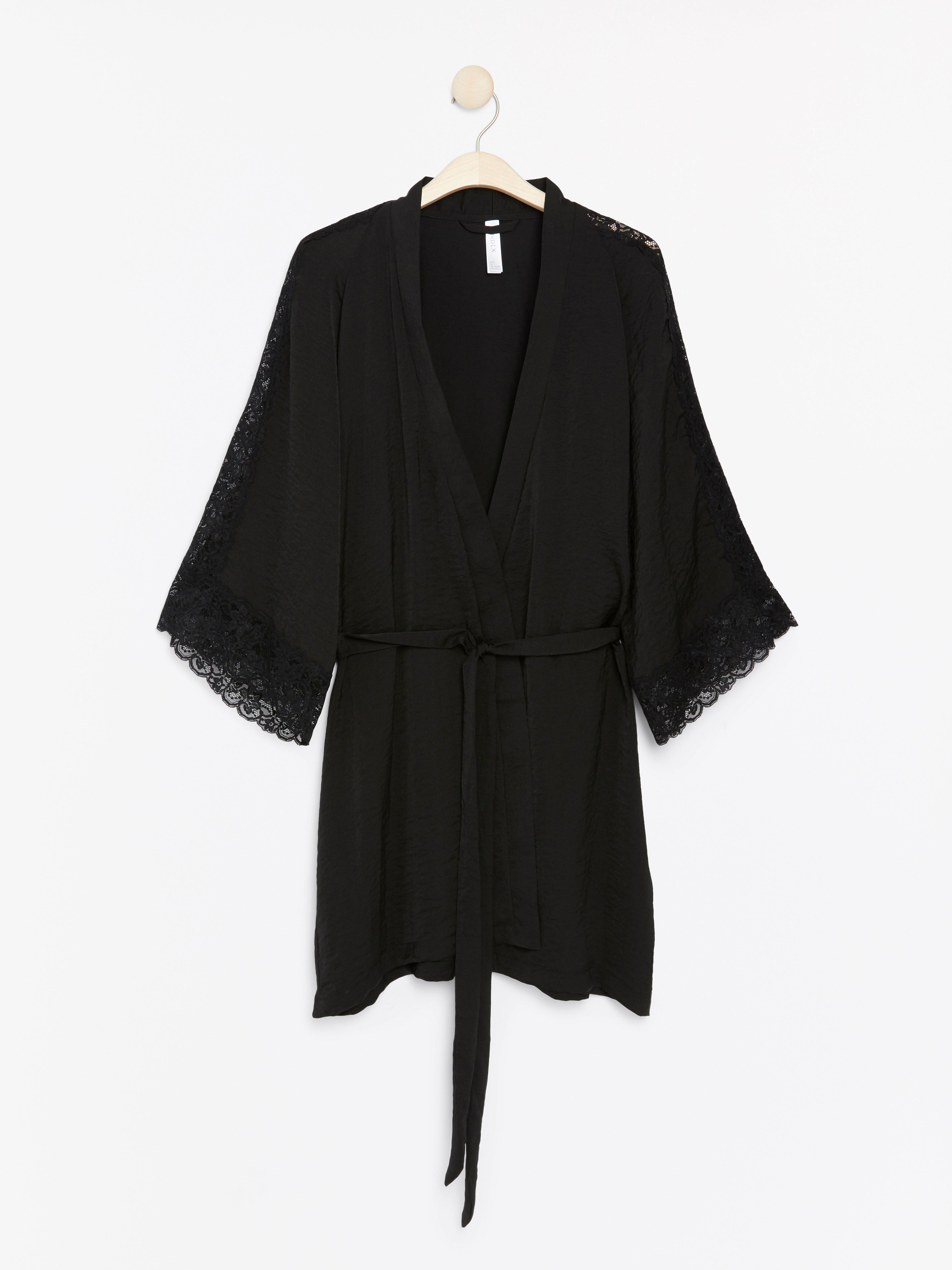 black satin kimono dress