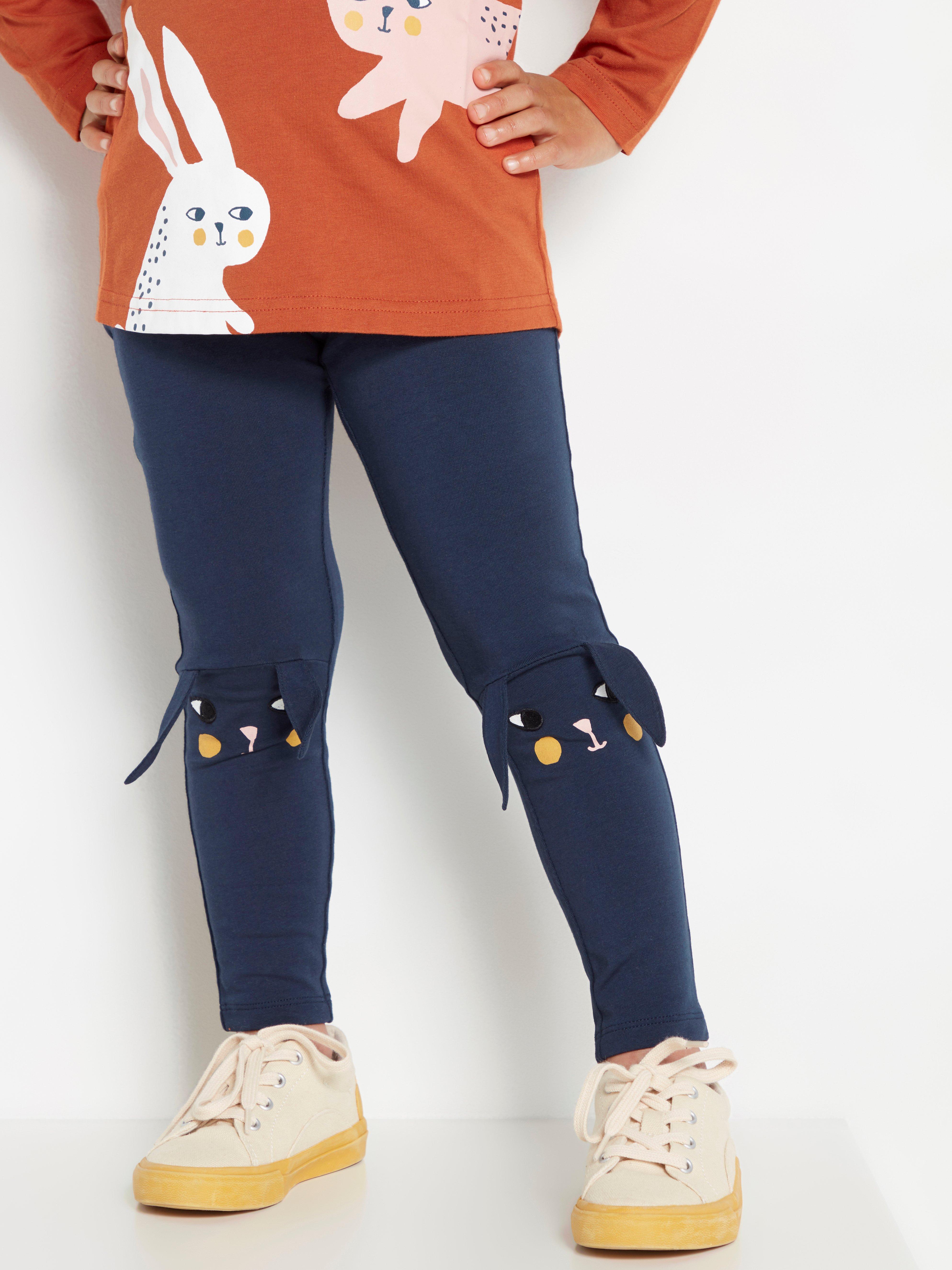 Navy blue leggings with rabbits