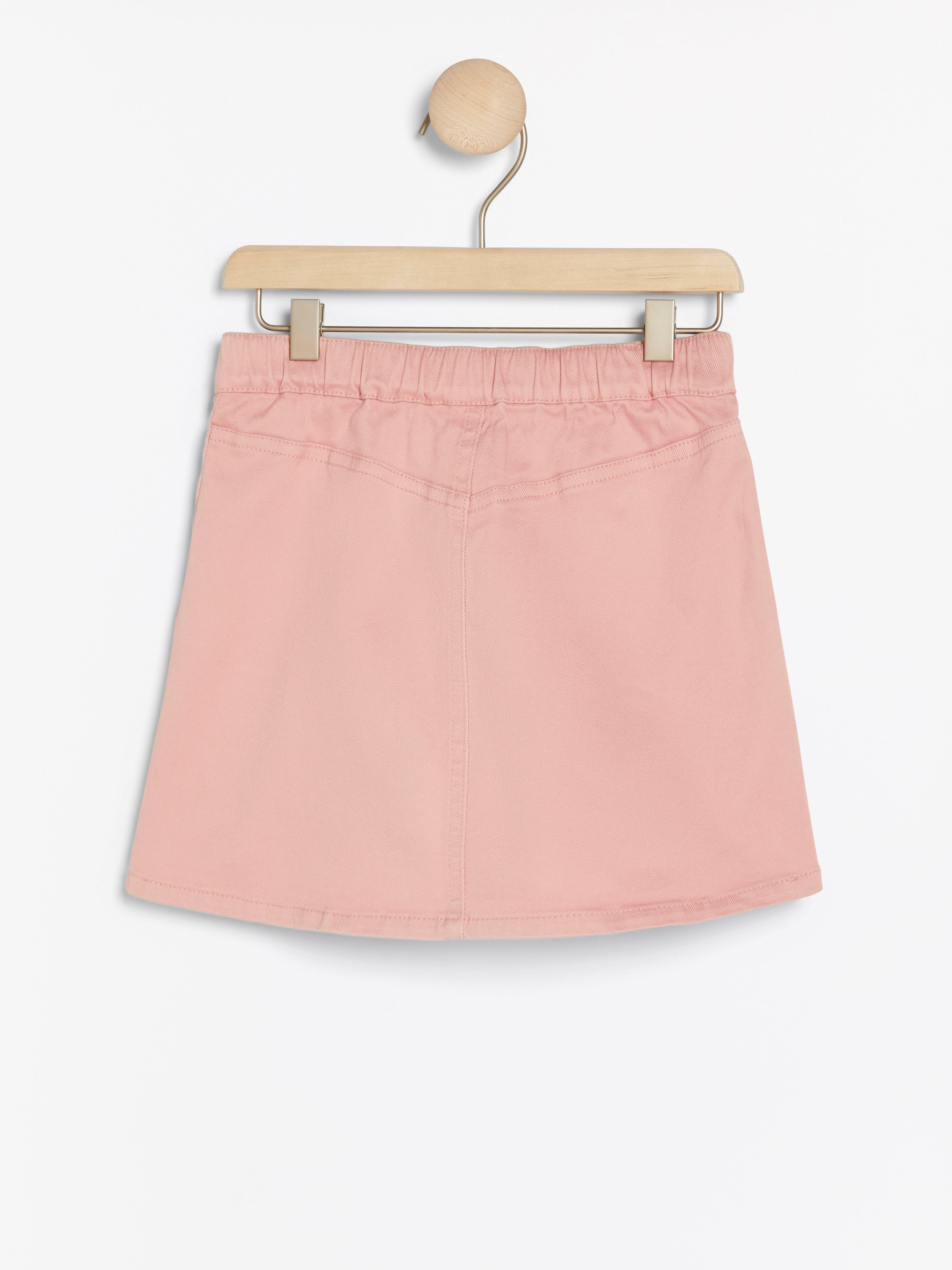 pink jean skirt