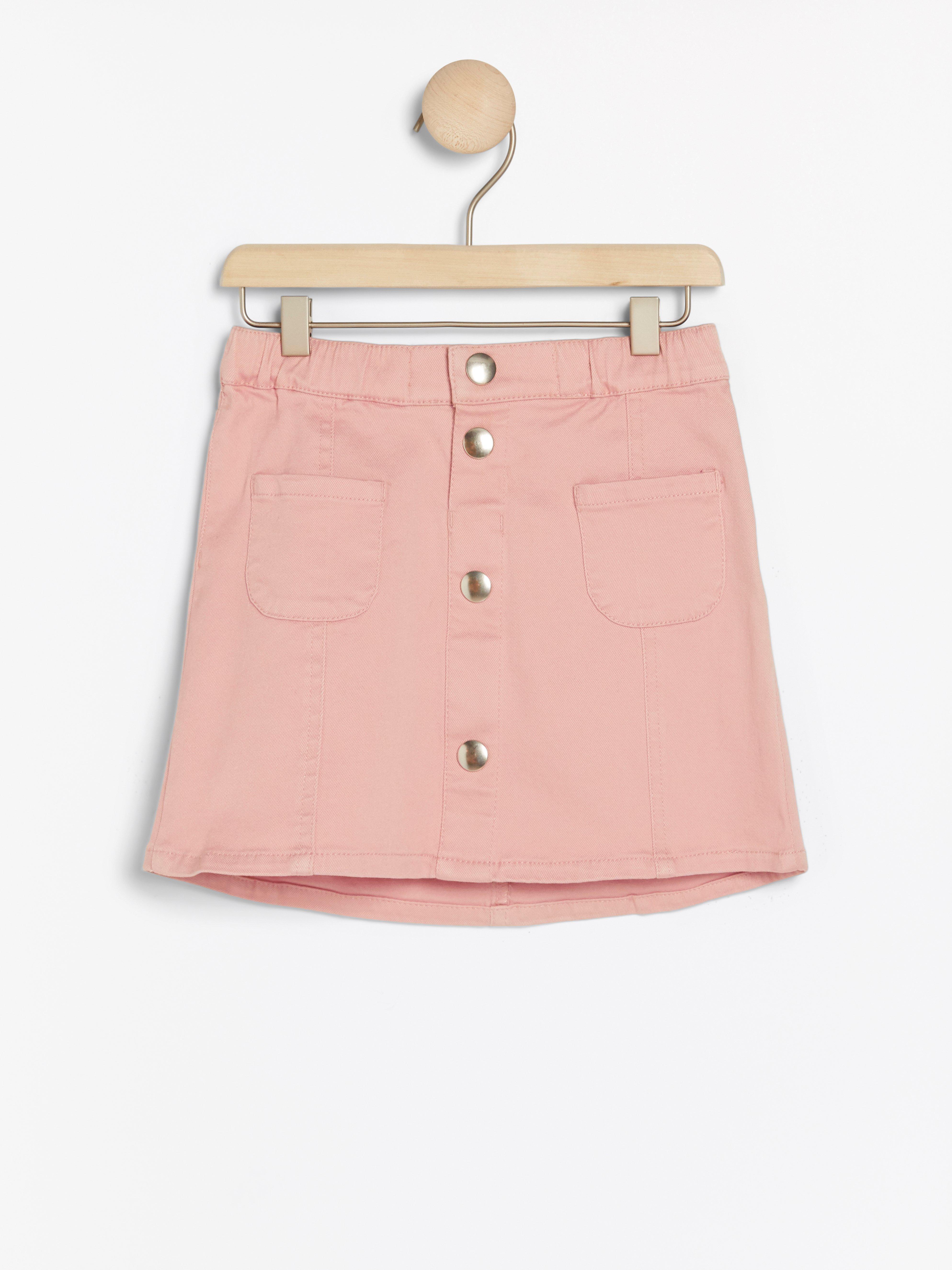 light pink denim skirt