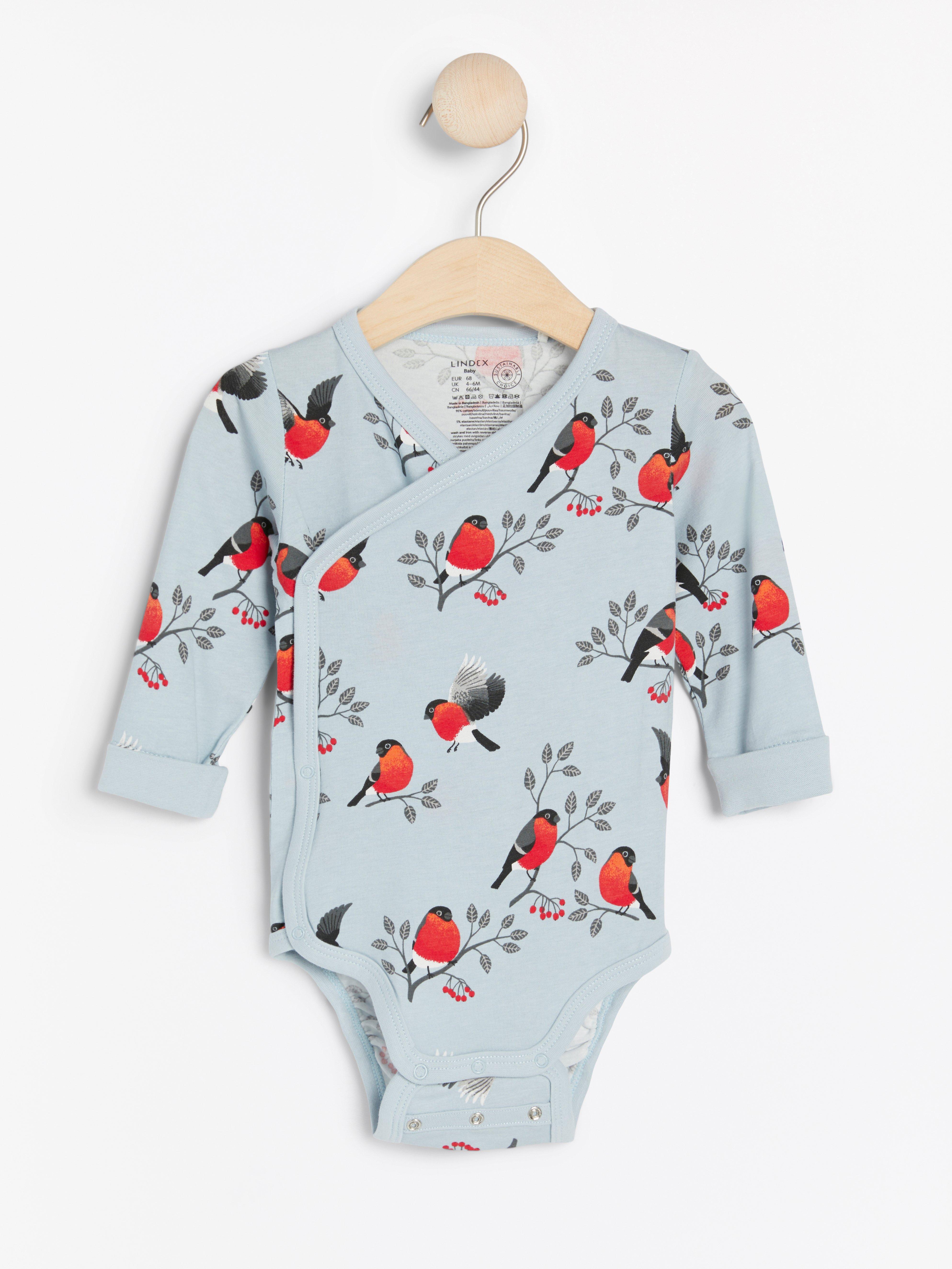 Wrap bodysuit with birds