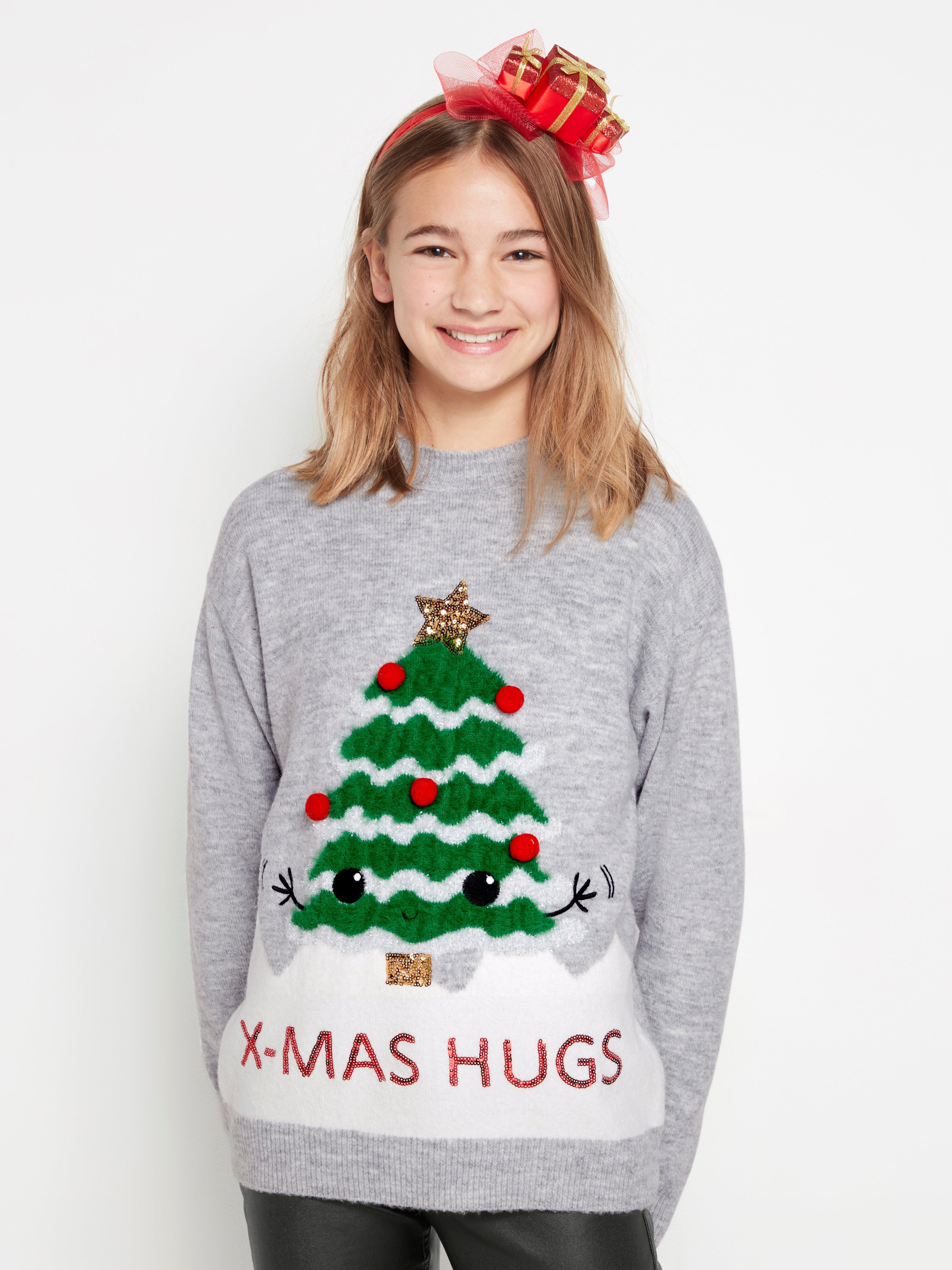 Girls fluffy sales christmas jumper