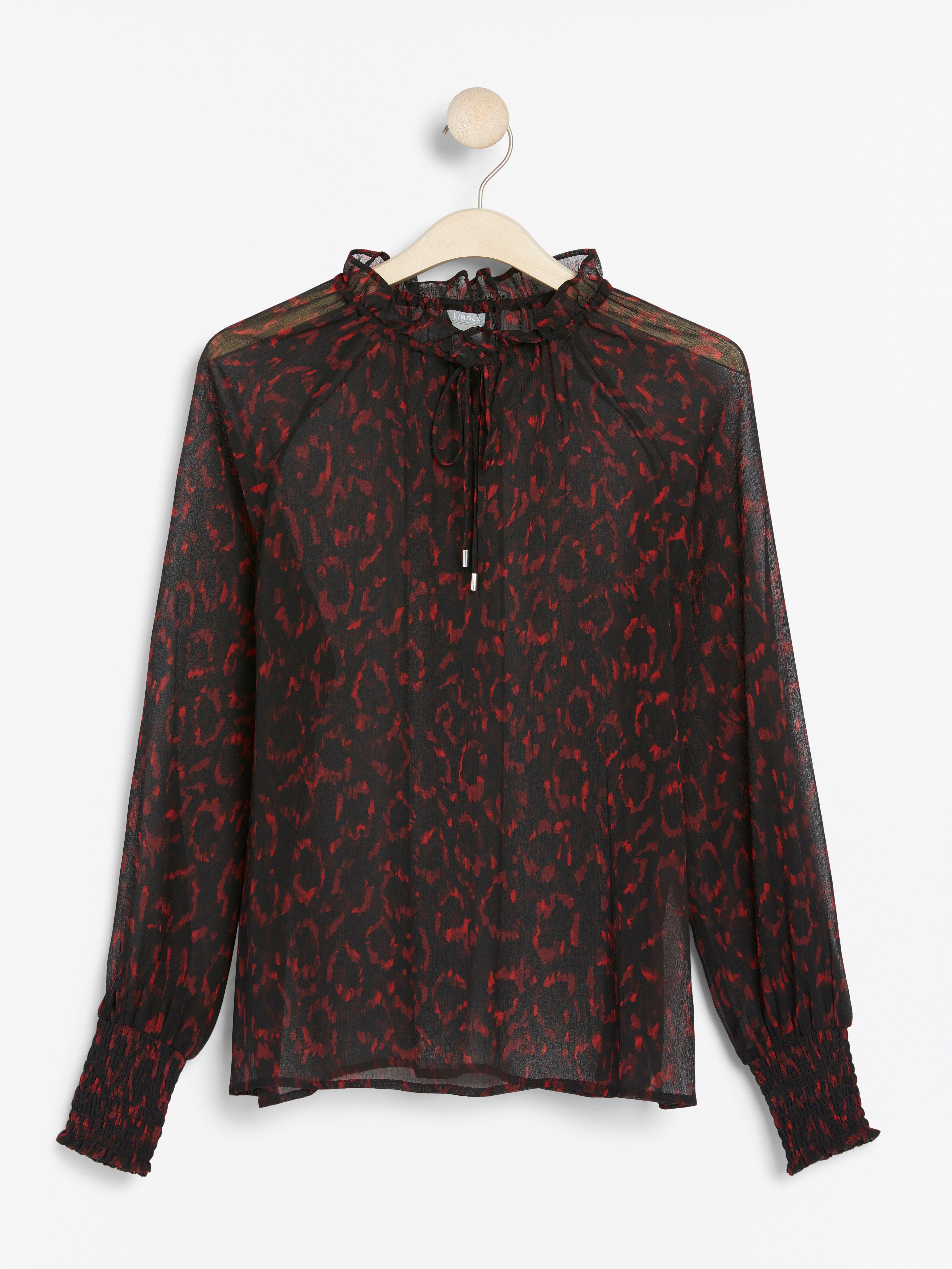 black chiffon top long sleeve