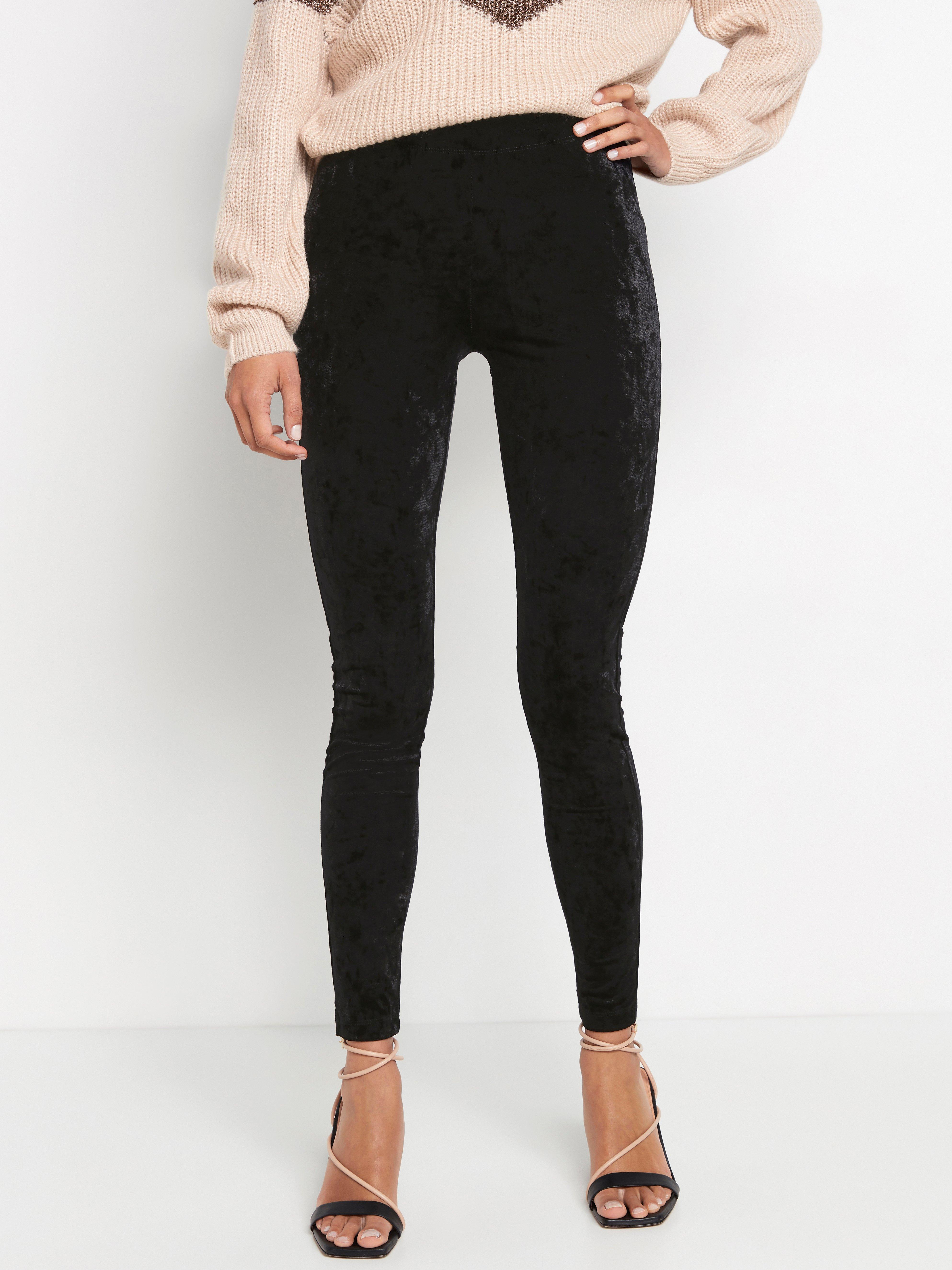 Black crushed velvet leggings