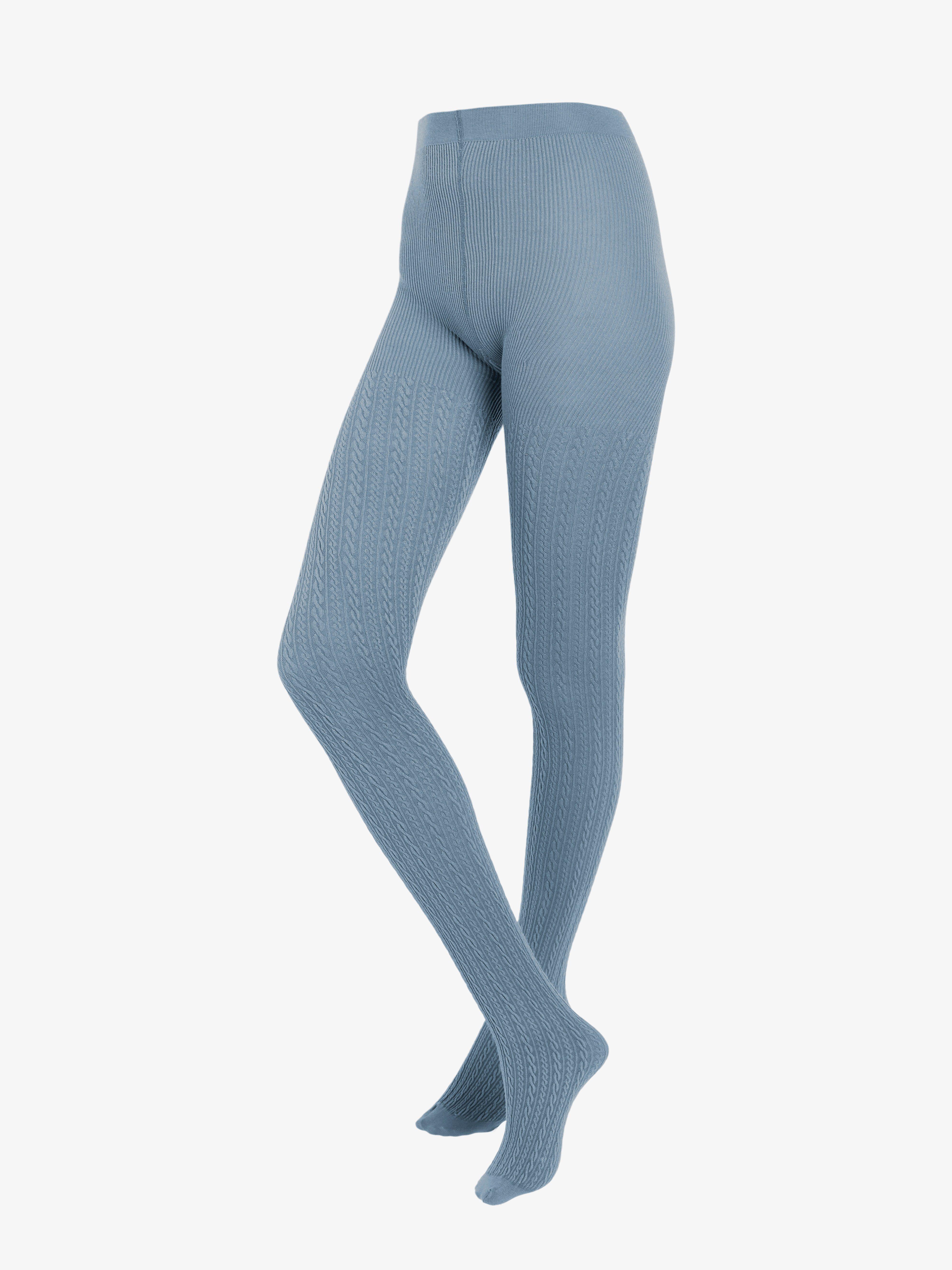 Blue cable-knit tights in lyocell blend