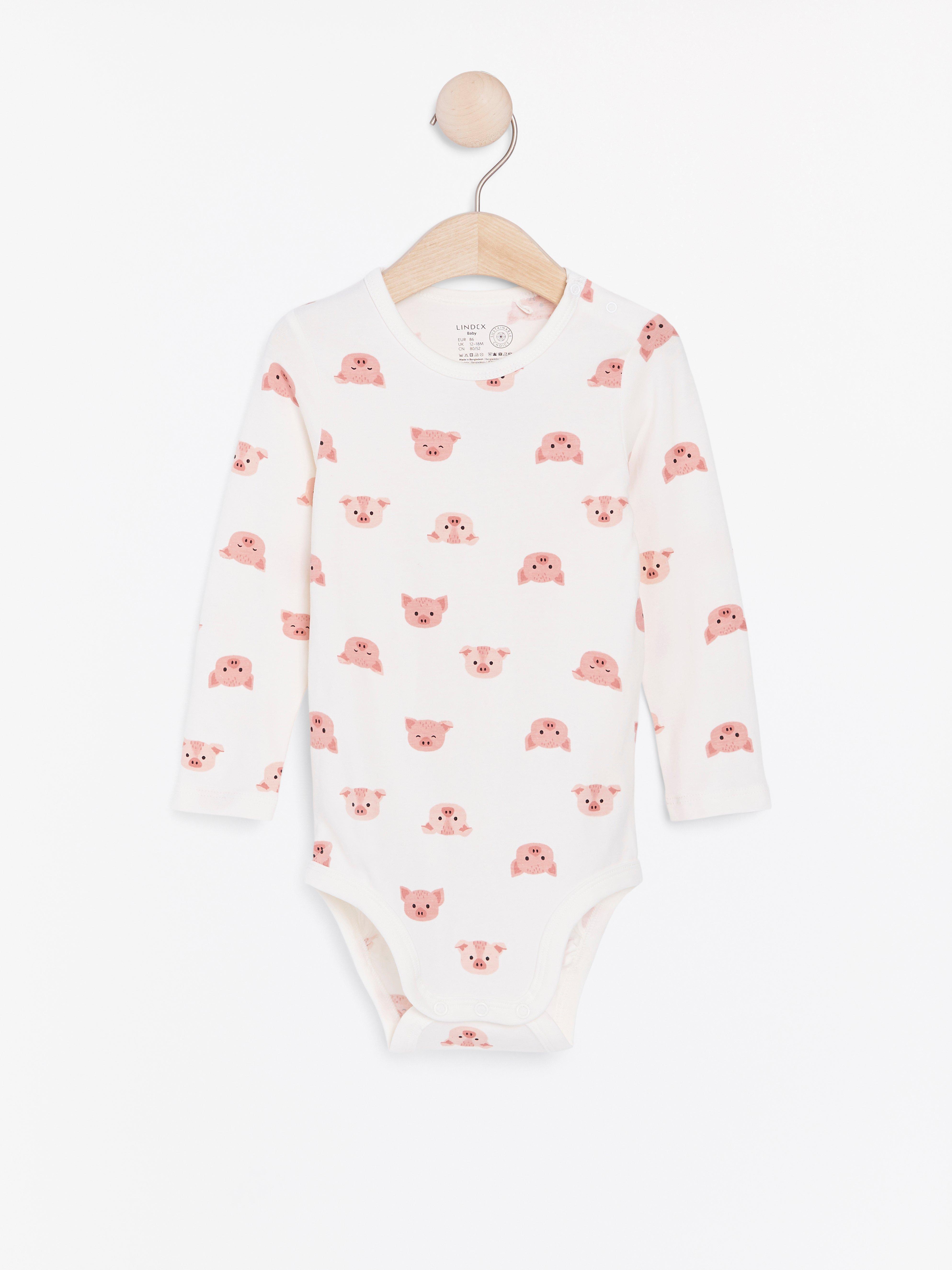 Long sleeve bodysuit with animal faces