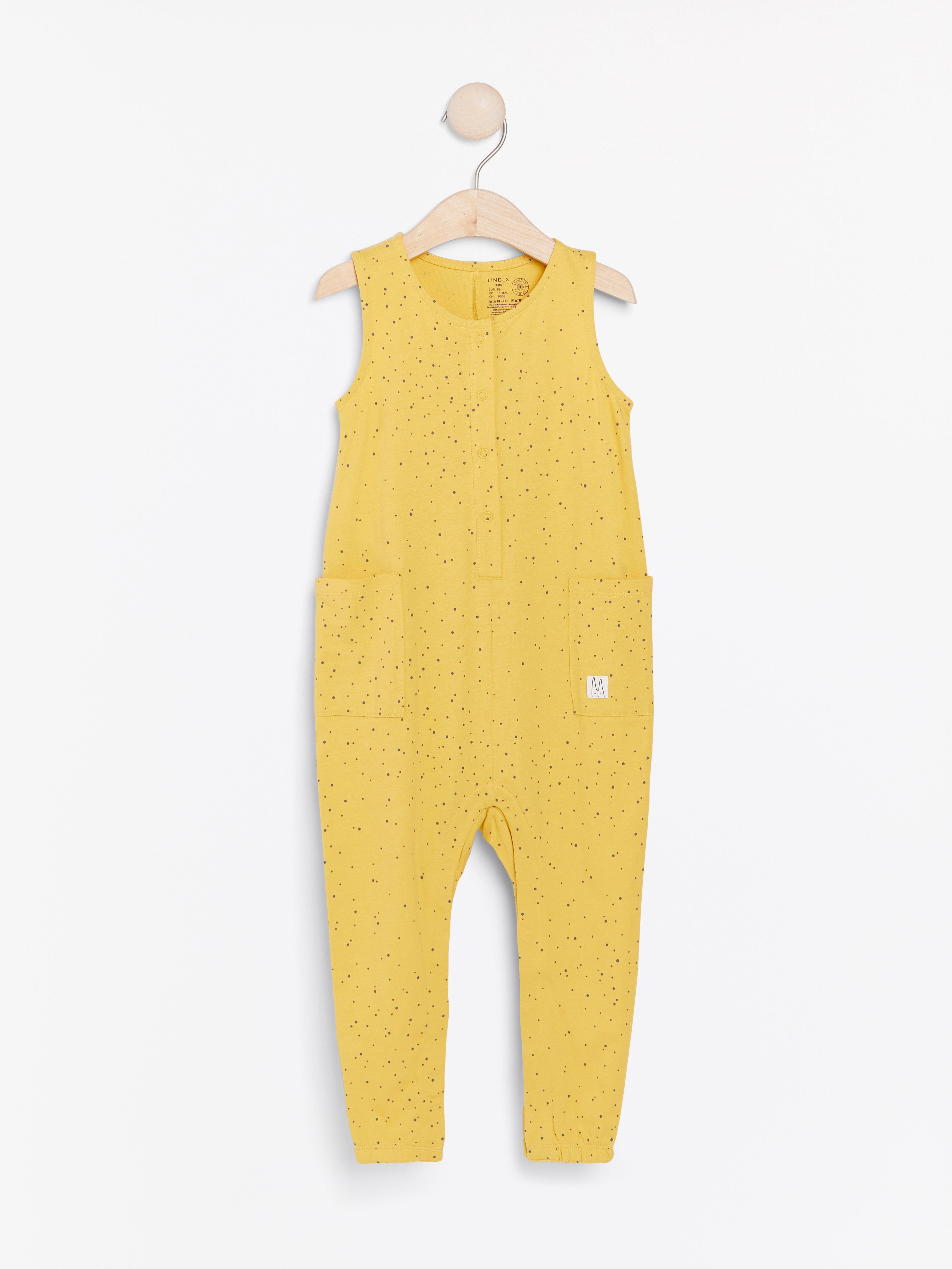 yellow sleeveless jumpsuit