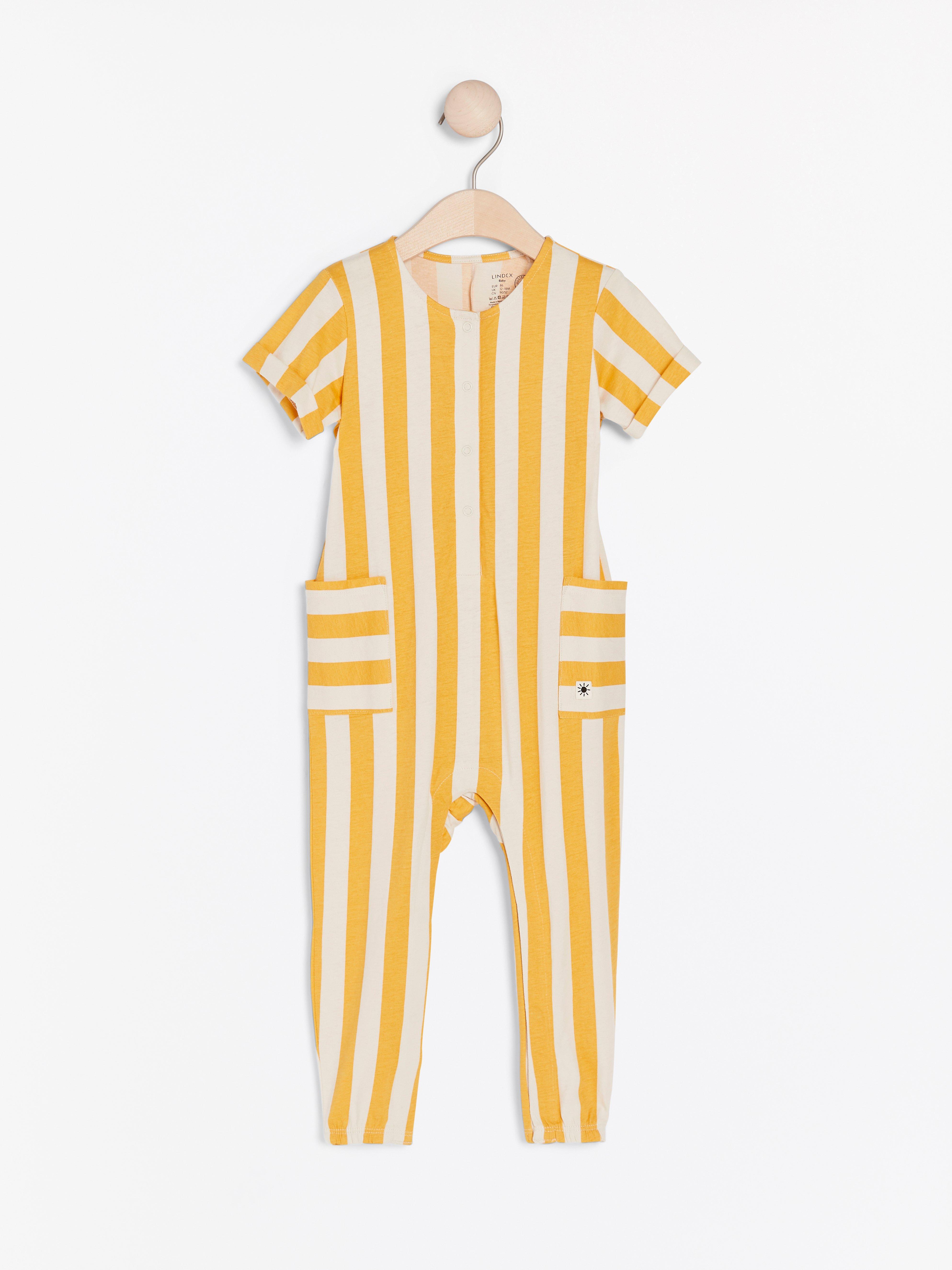 yellow and white jumpsuit