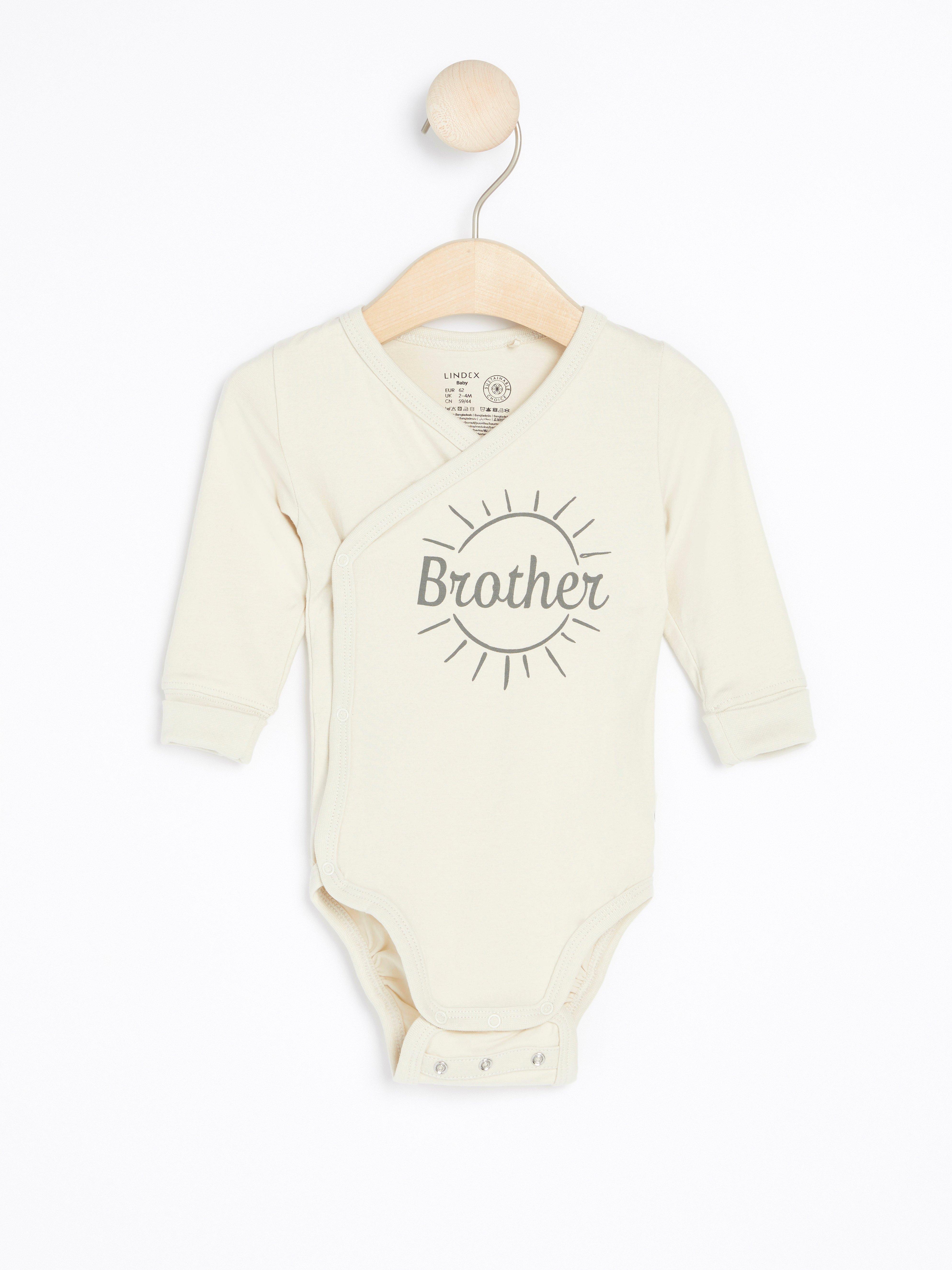 Wrap long sleeve bodysuit with print