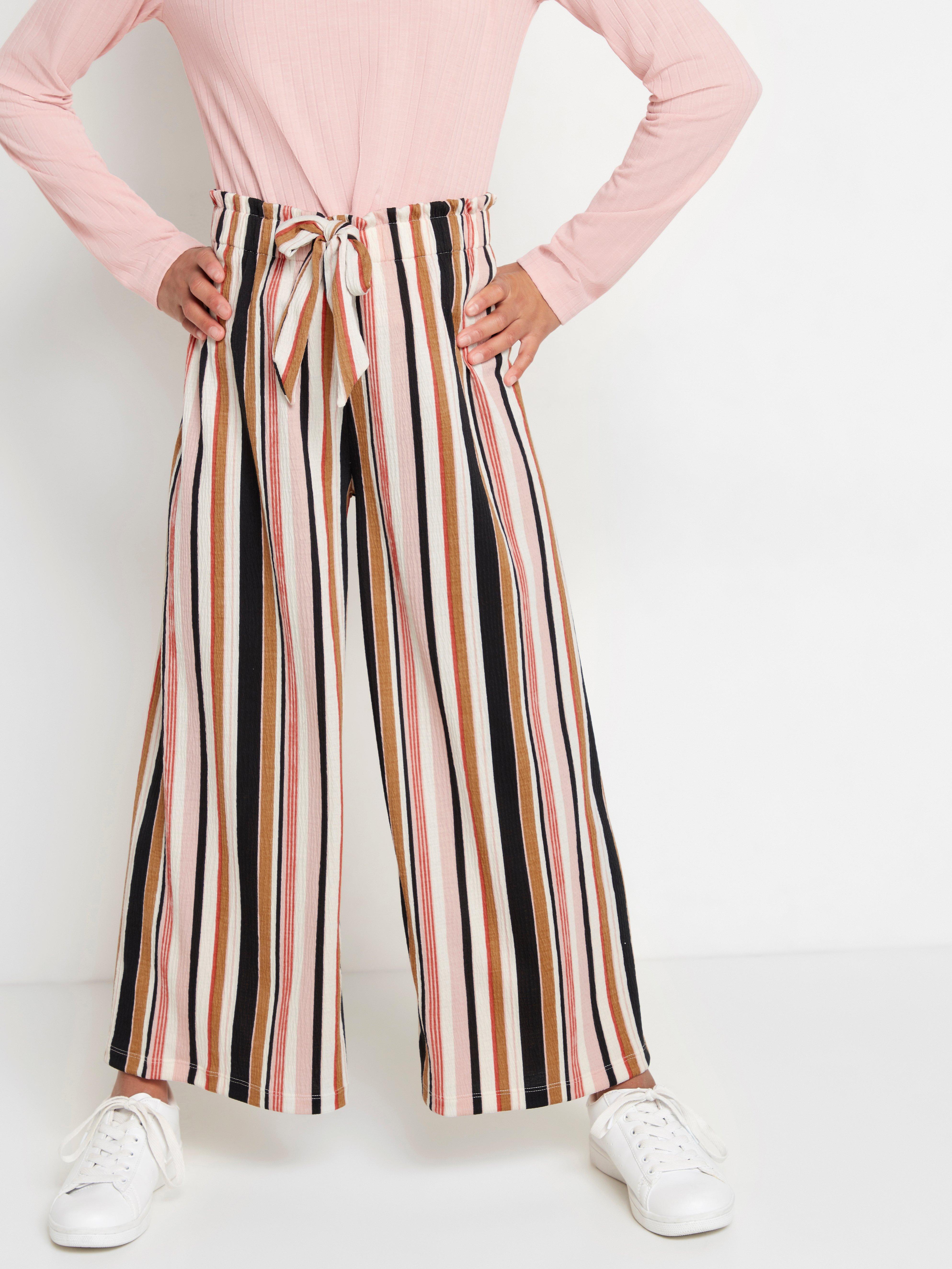 pink striped trousers