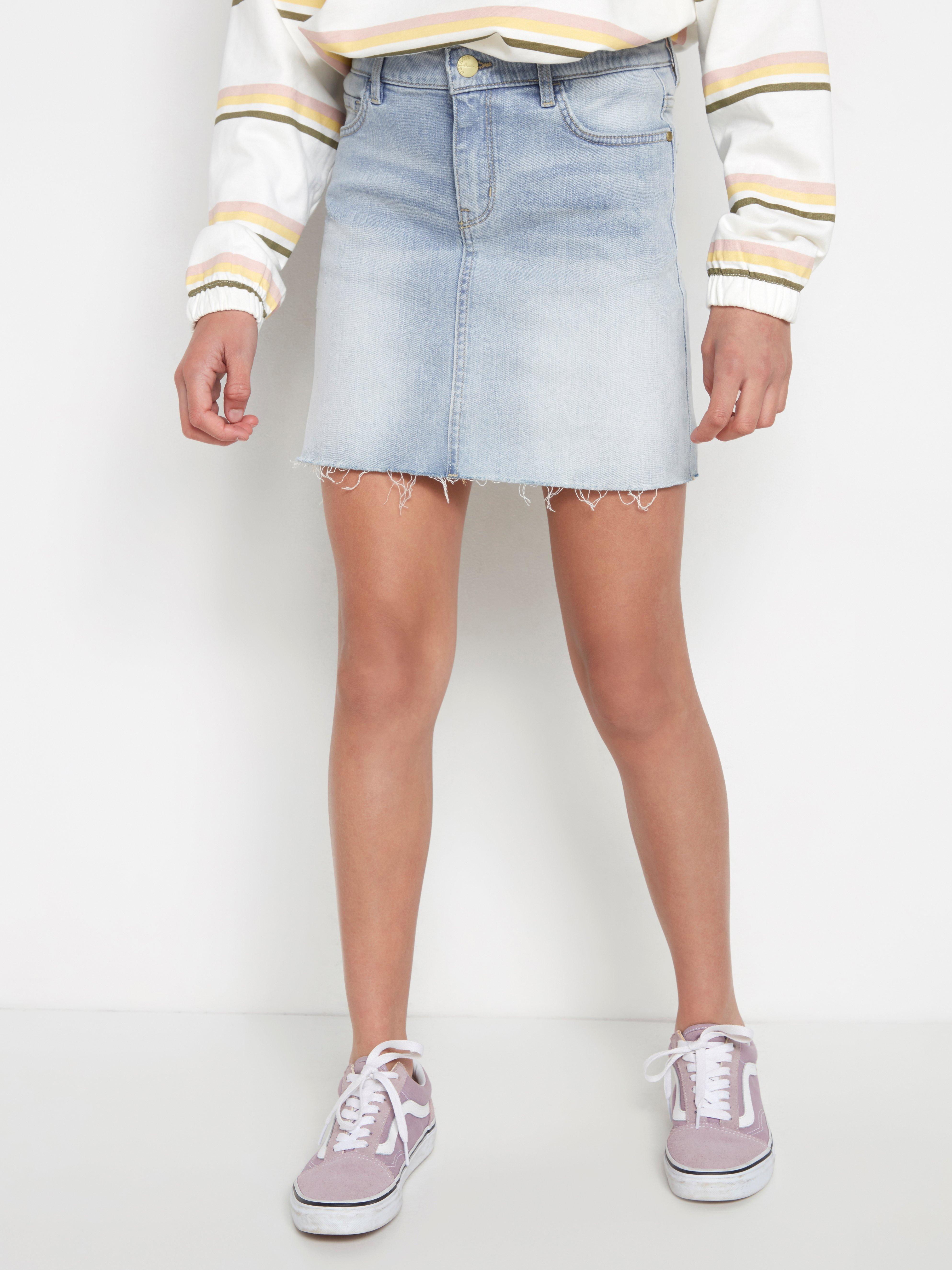 light blue jeans skirt
