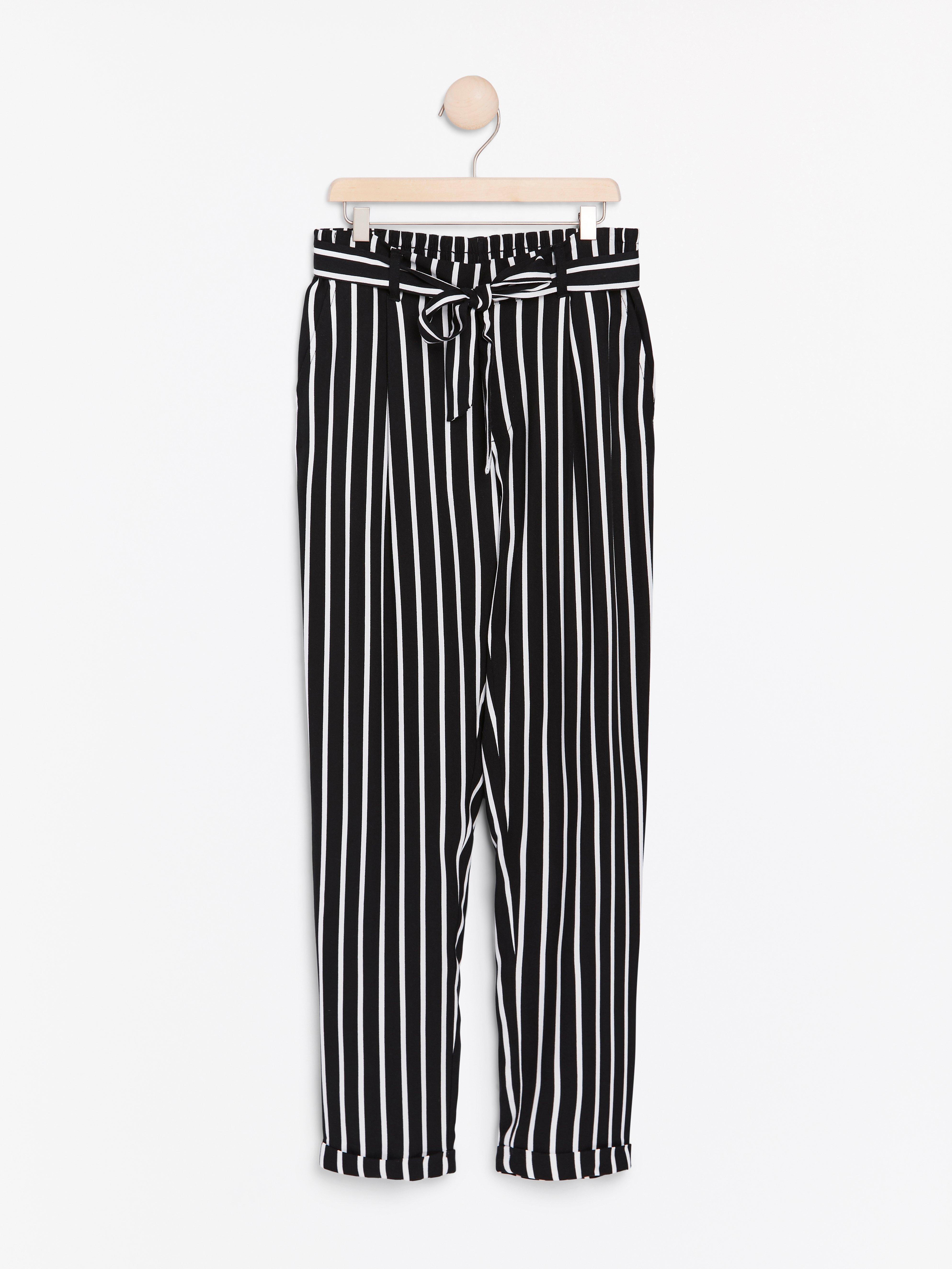 striped pants with tie waist