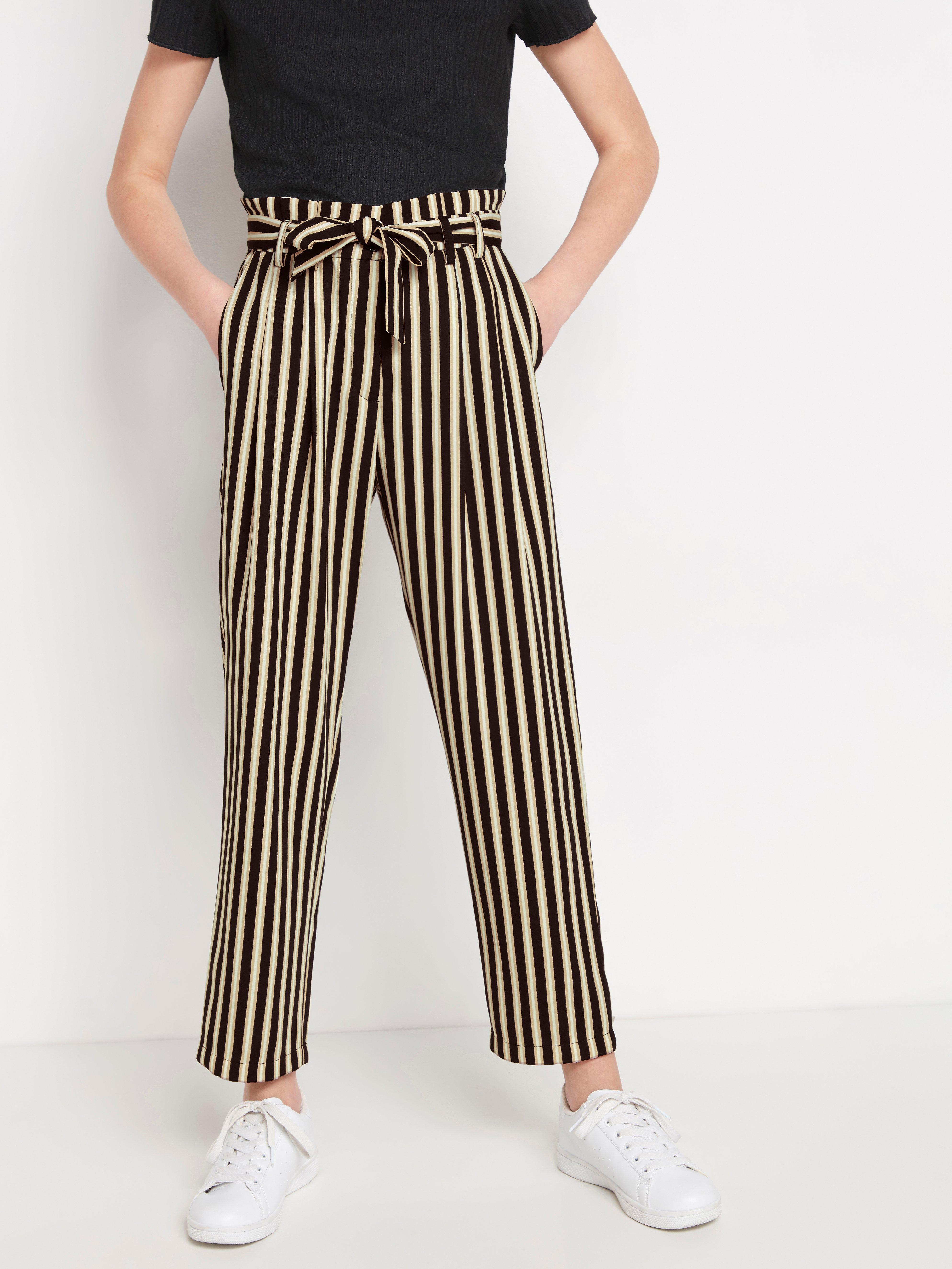 Black striped paper bag 2024 pants