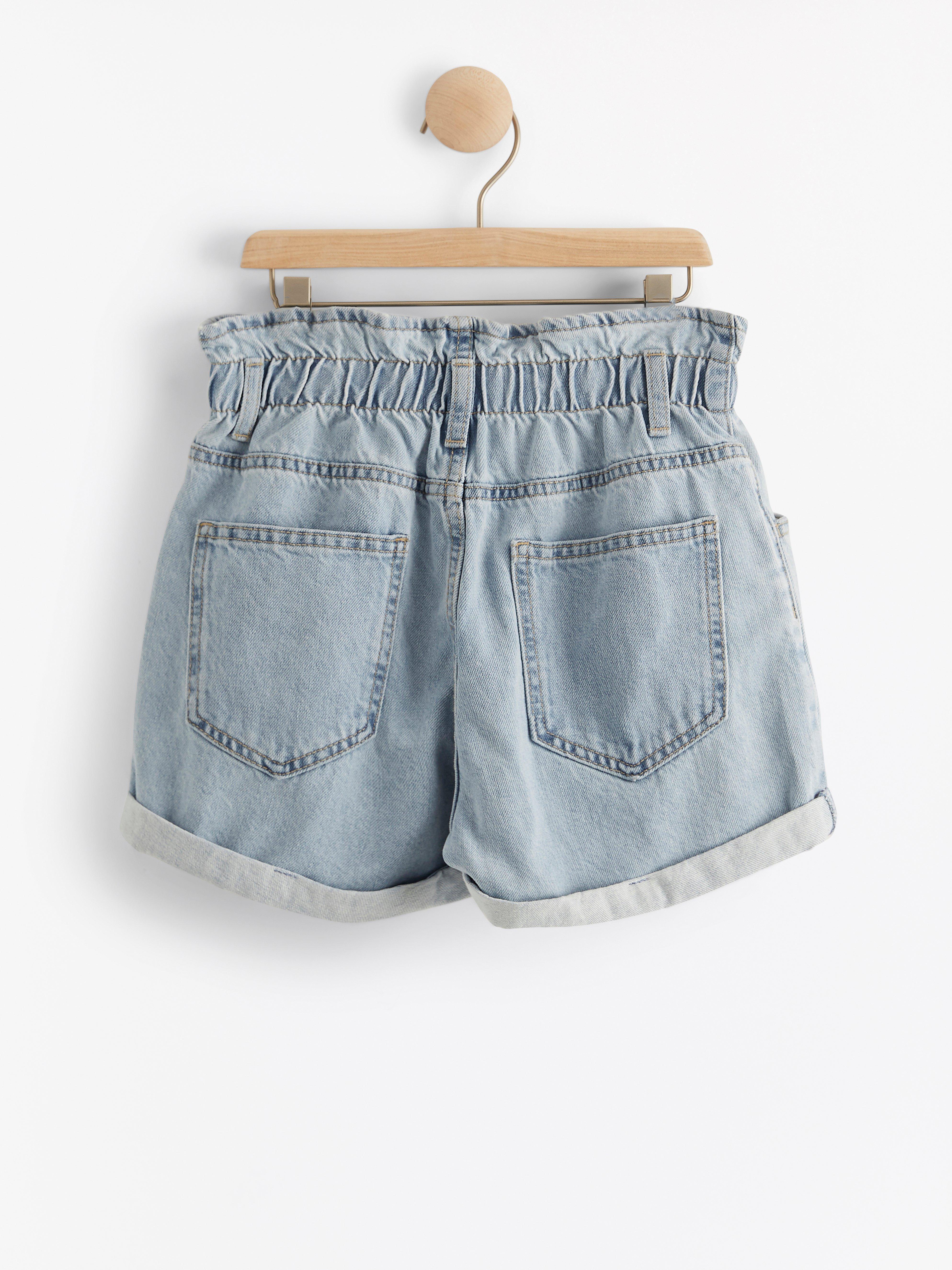 light blue jean shorts