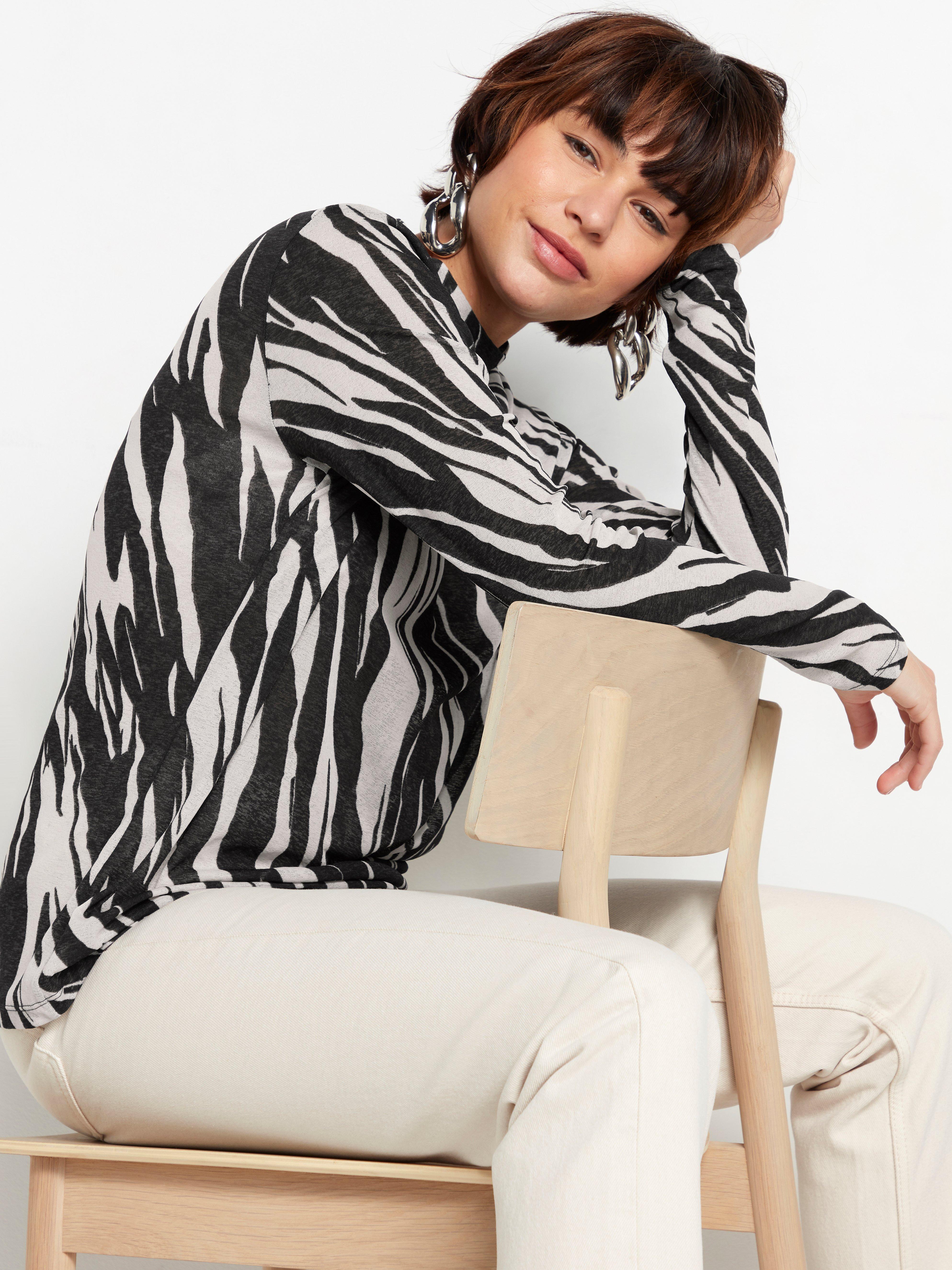 Zebra patterned roll neck top