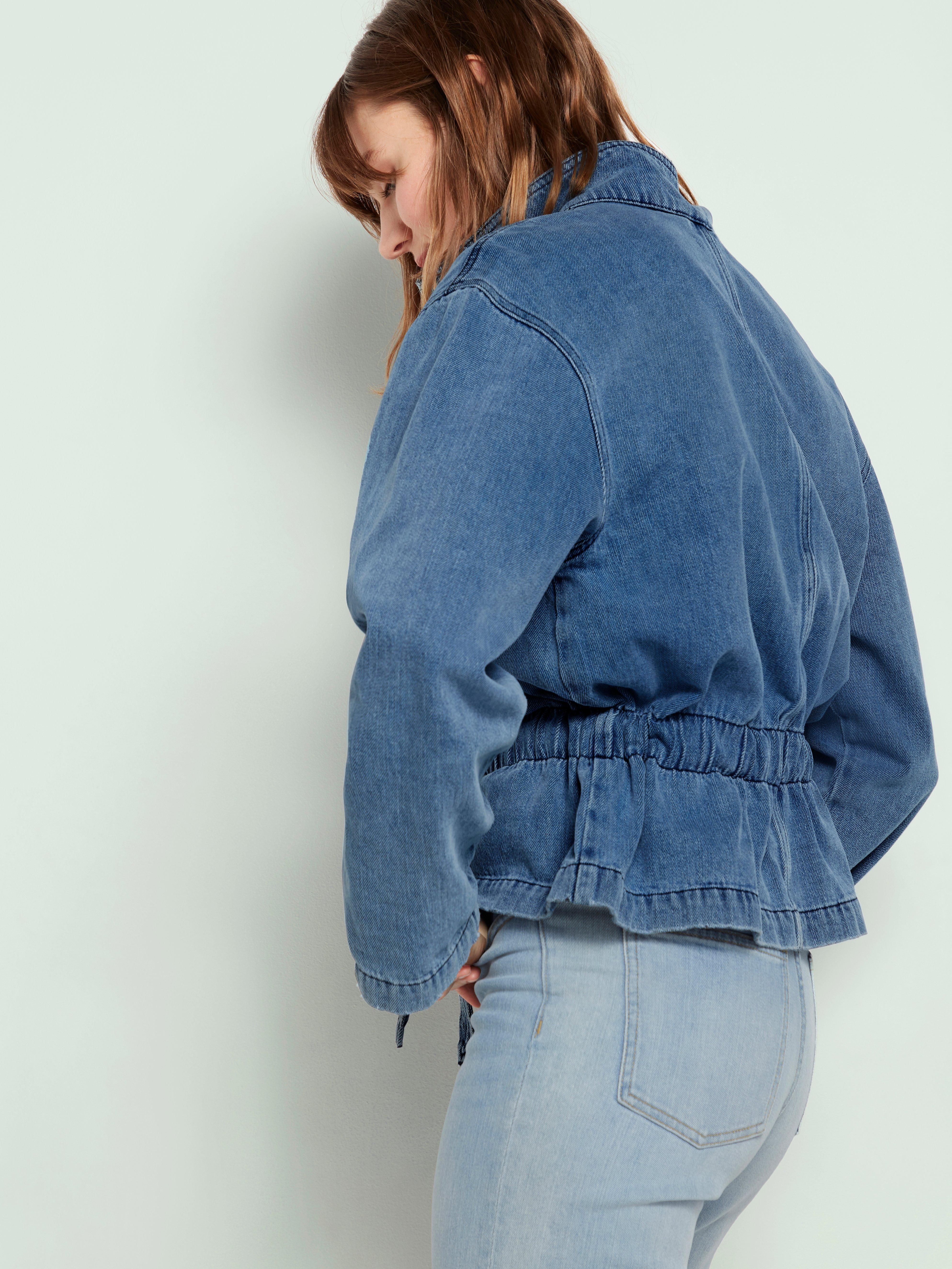 denim jacket with tie belt