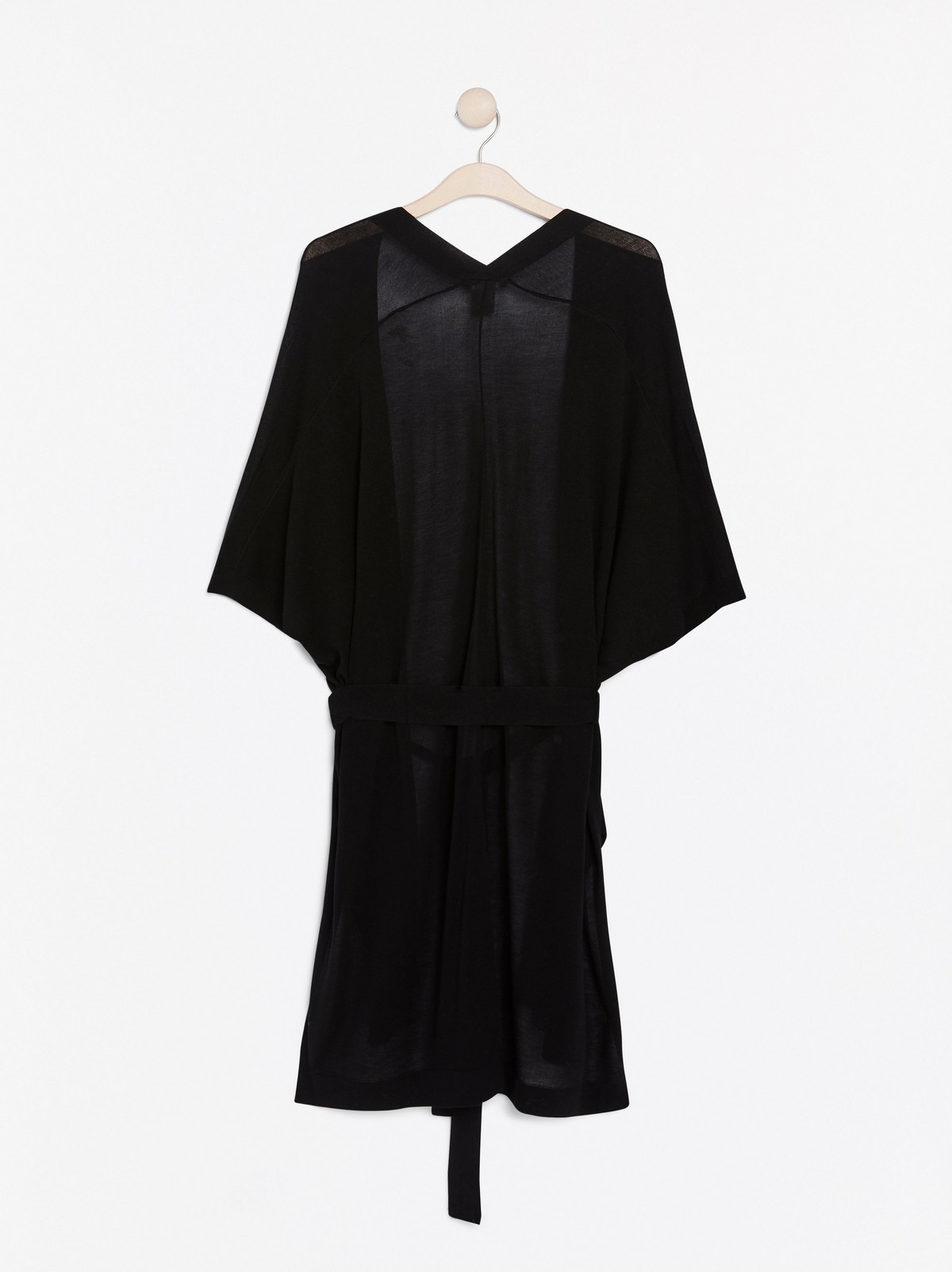 Black cardigan in lyocell blend with tie belt Black cardigan in lyocell blend with tie belt