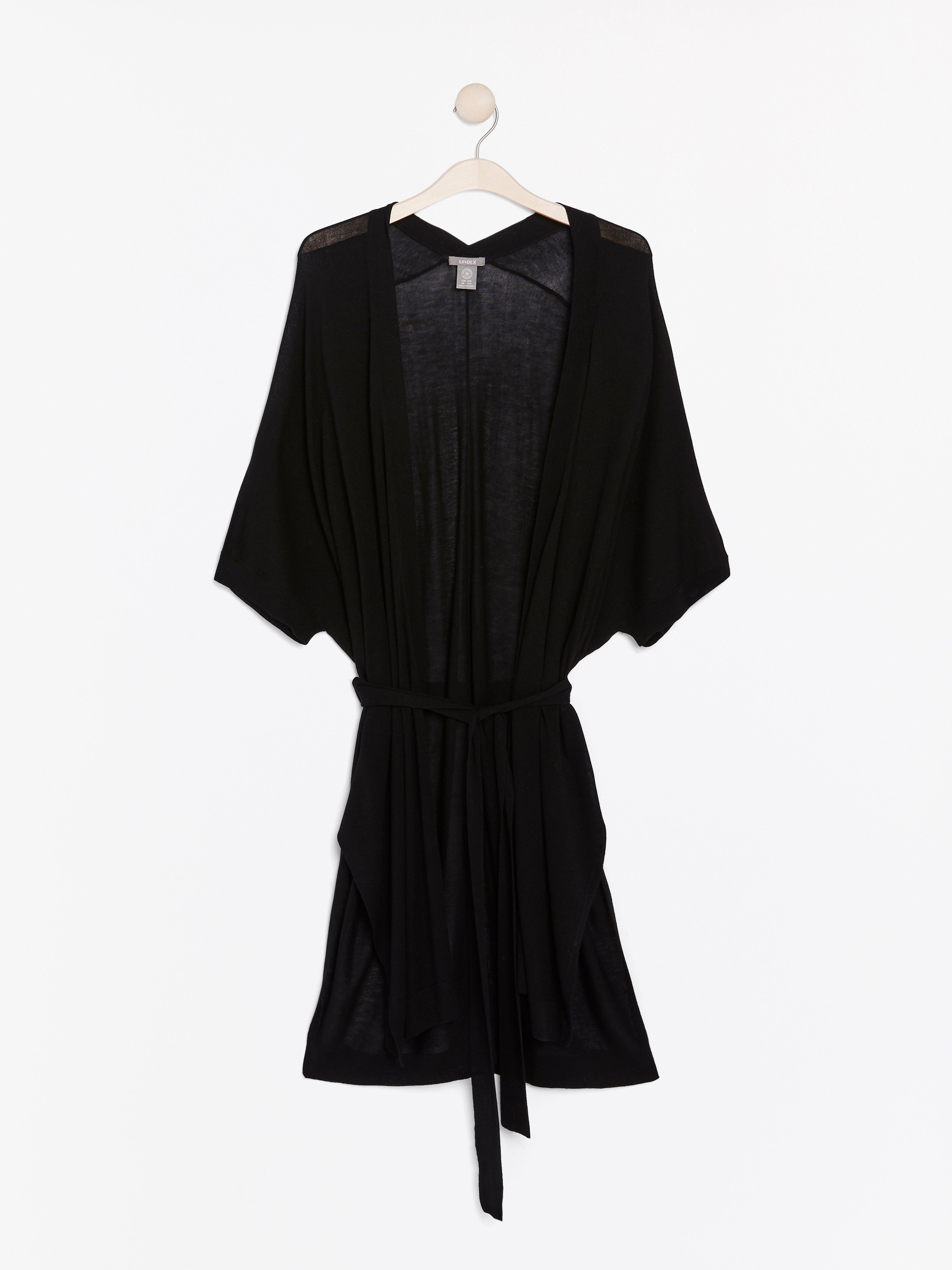 black cardigan with tie belt