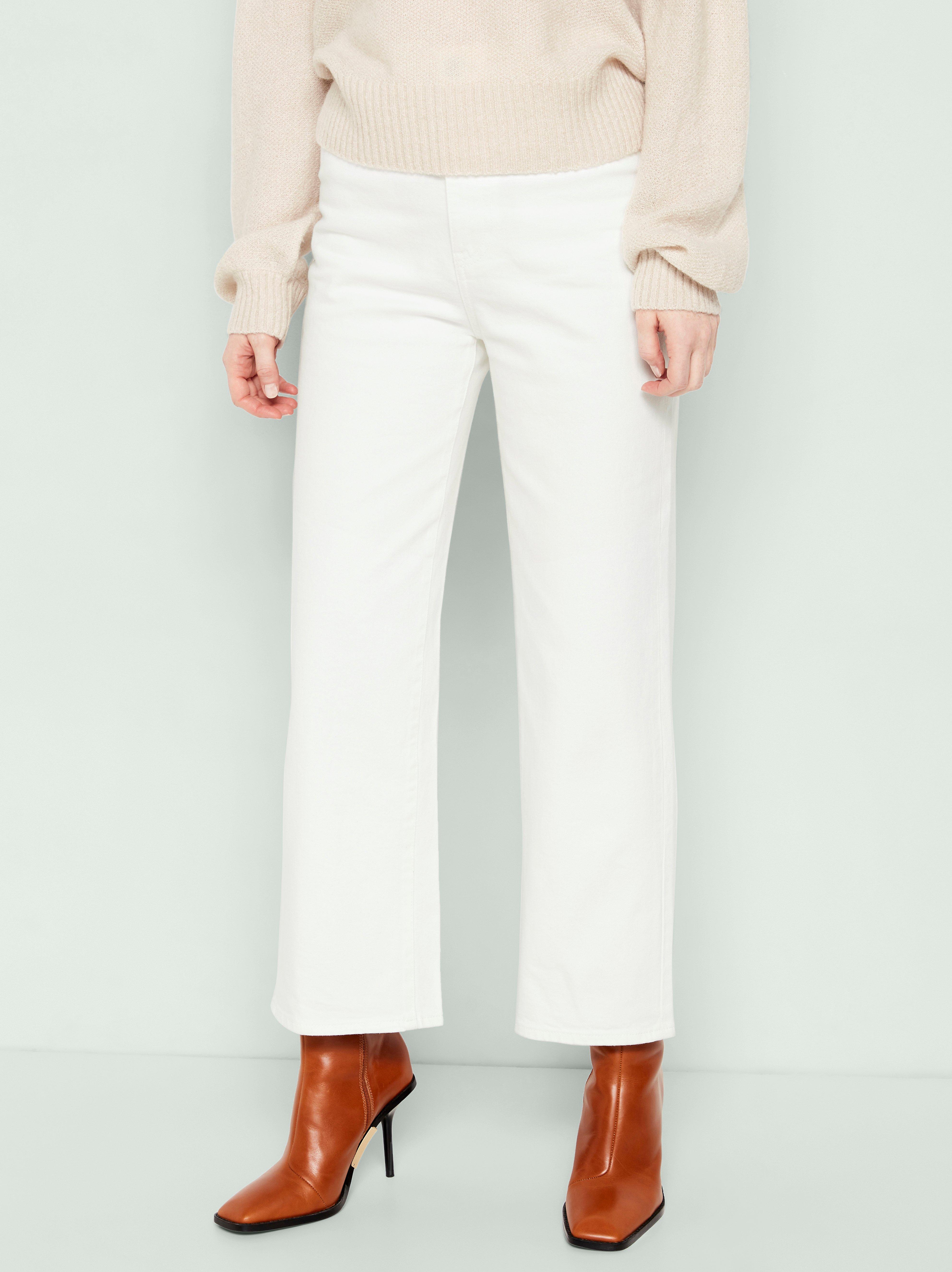 white high waisted cropped trousers