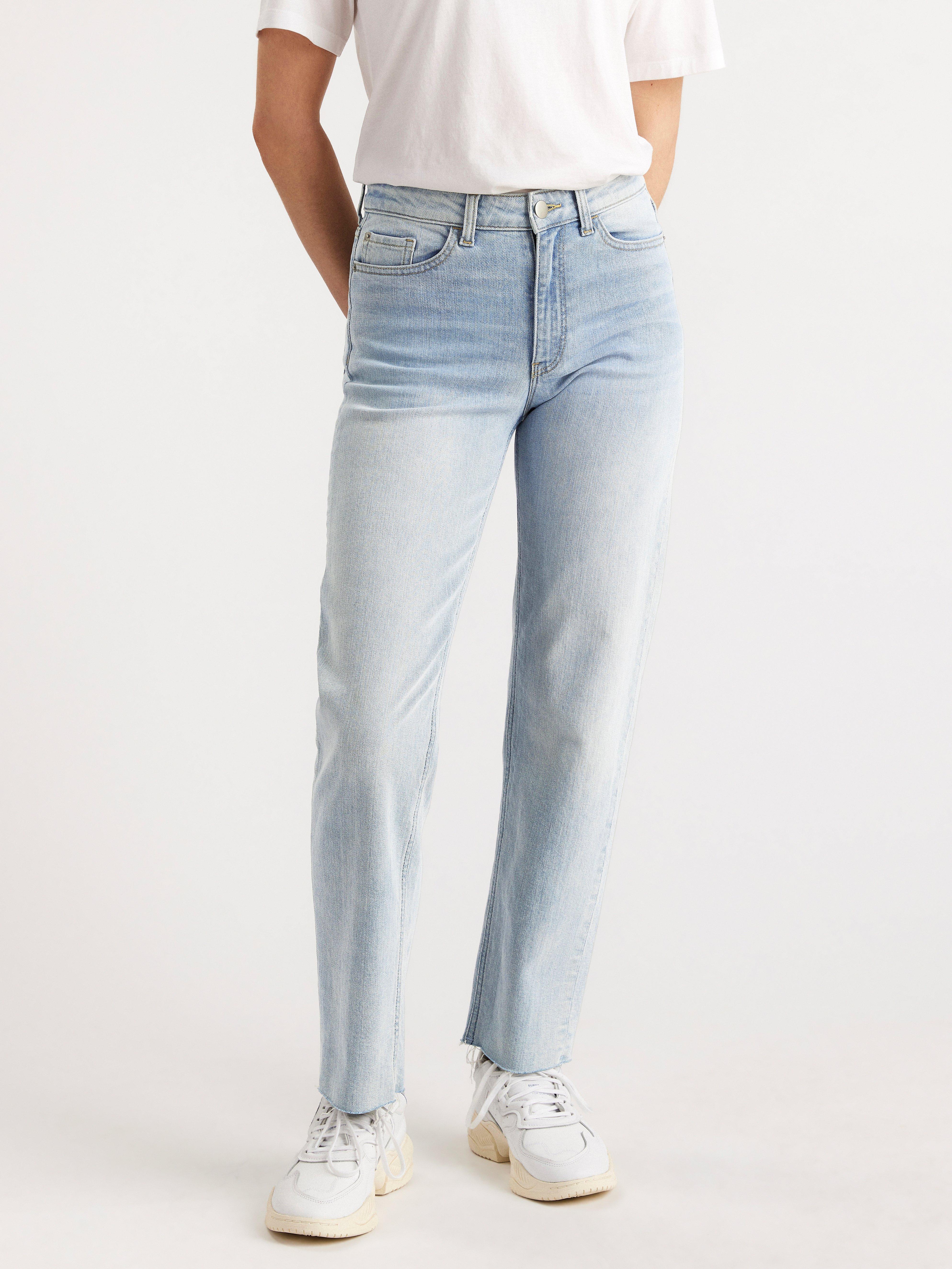 straight cropped high waist jeans