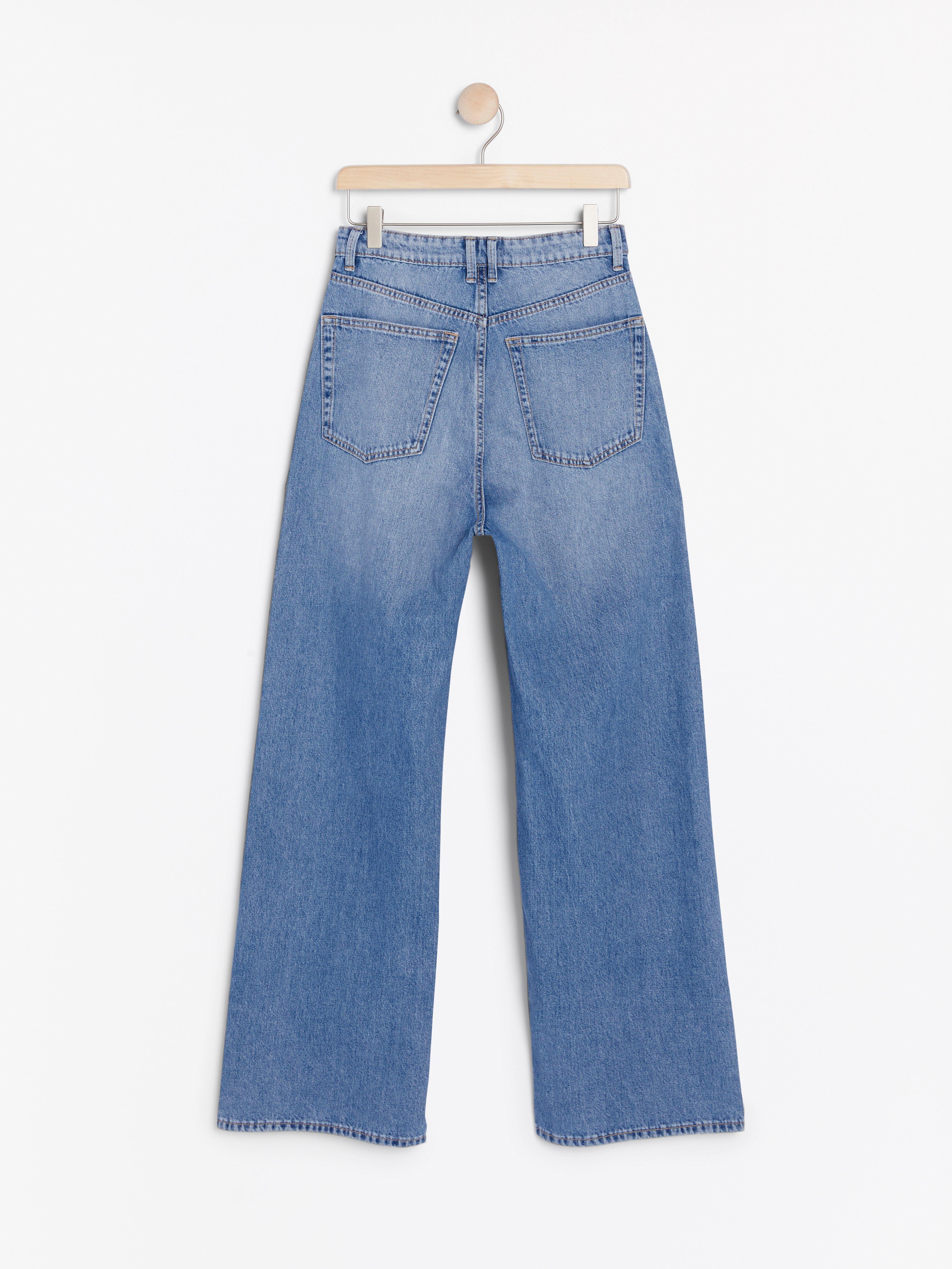 high waist denim trousers