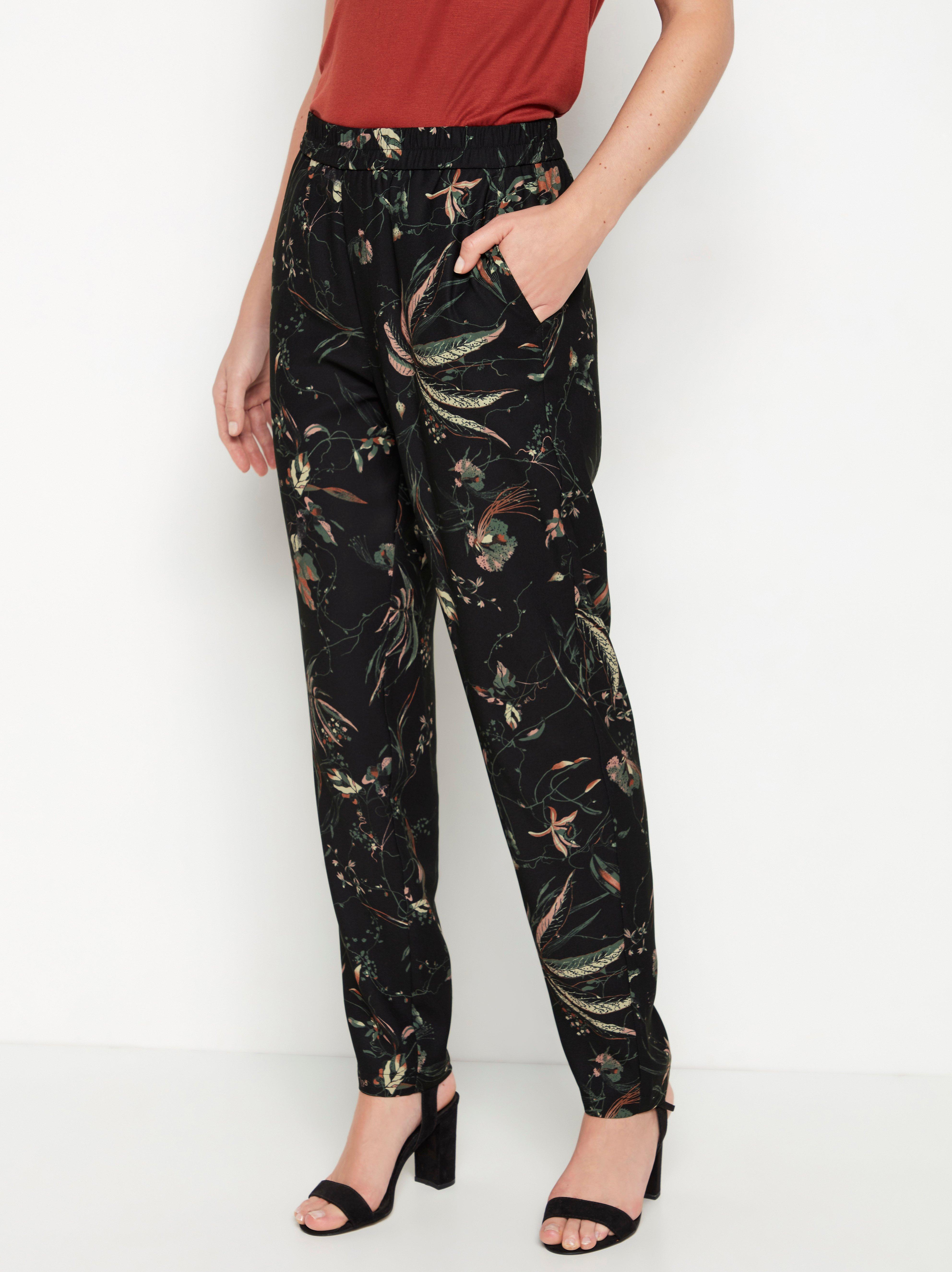 patterned tapered trousers womens