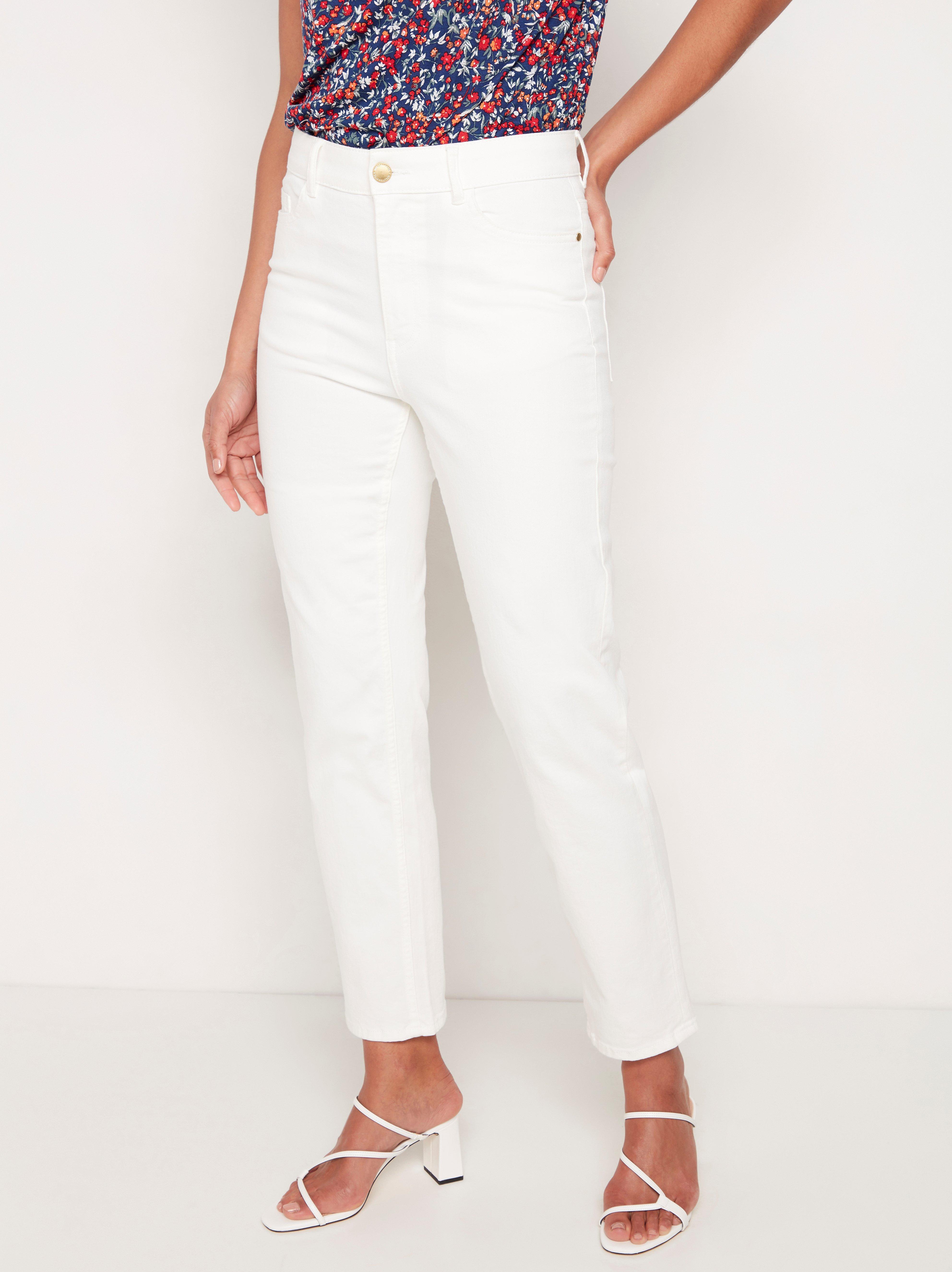 white straight fit jeans