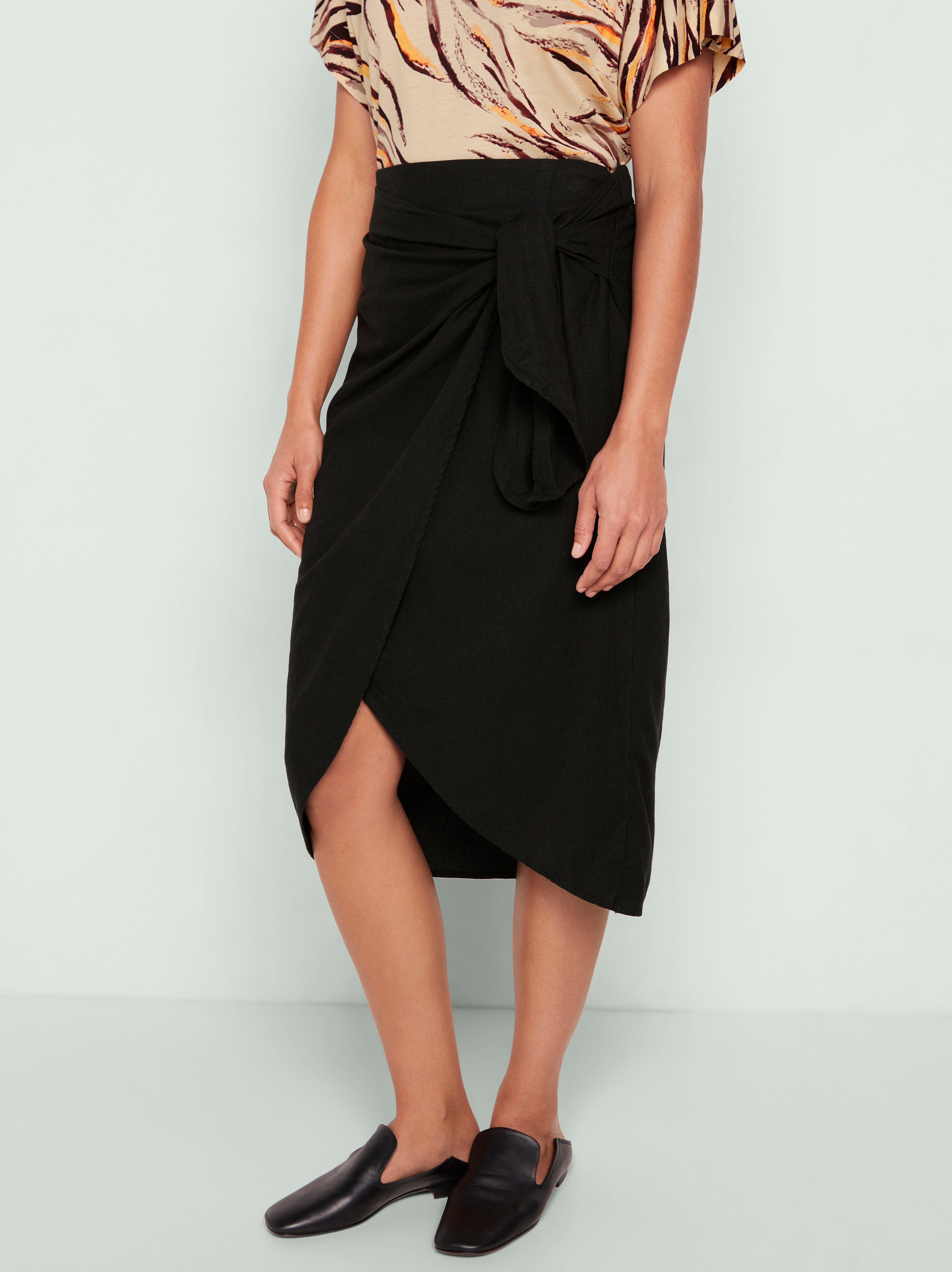 linen wrap skirt midi