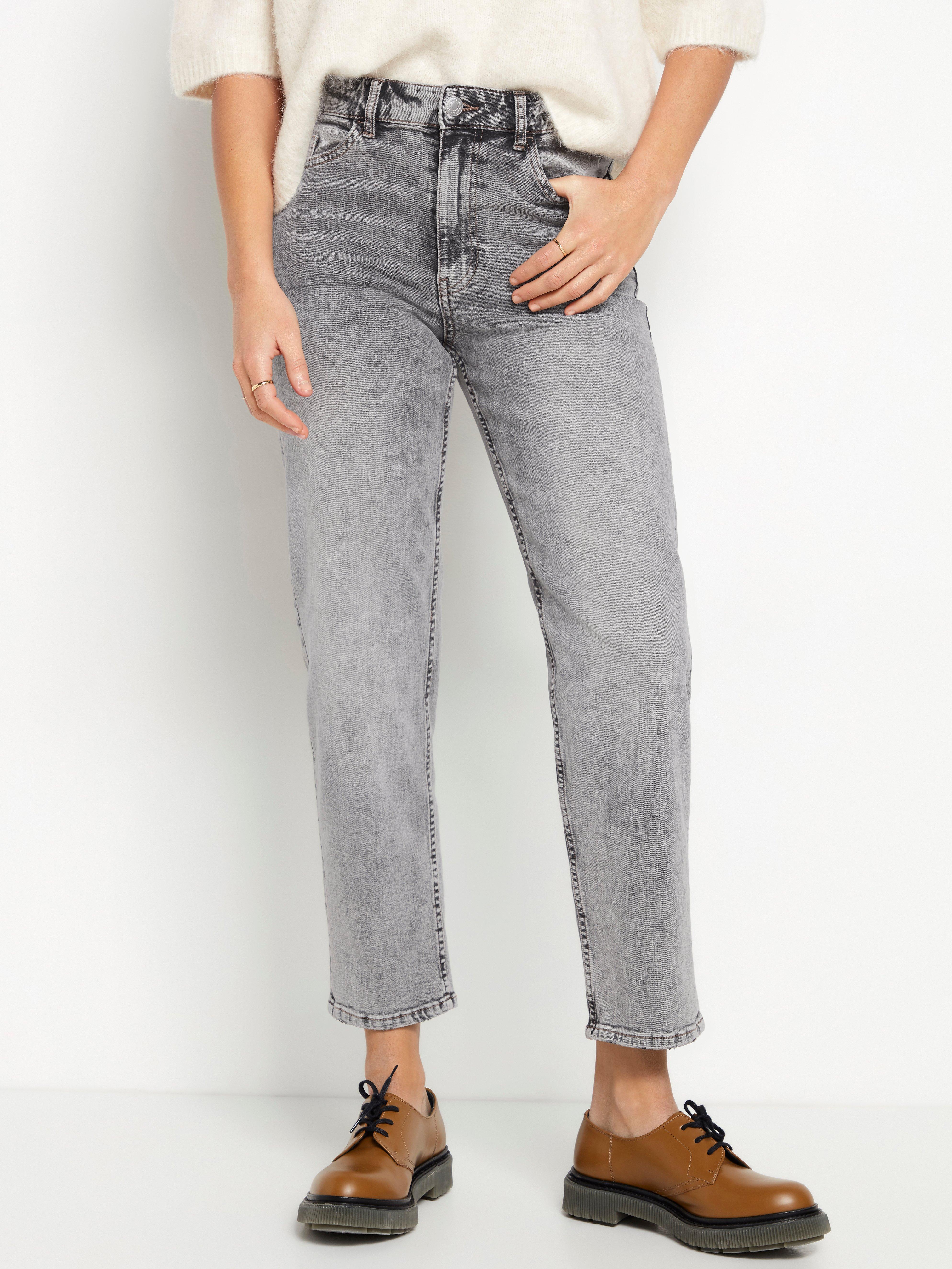 straight cropped high waist jeans