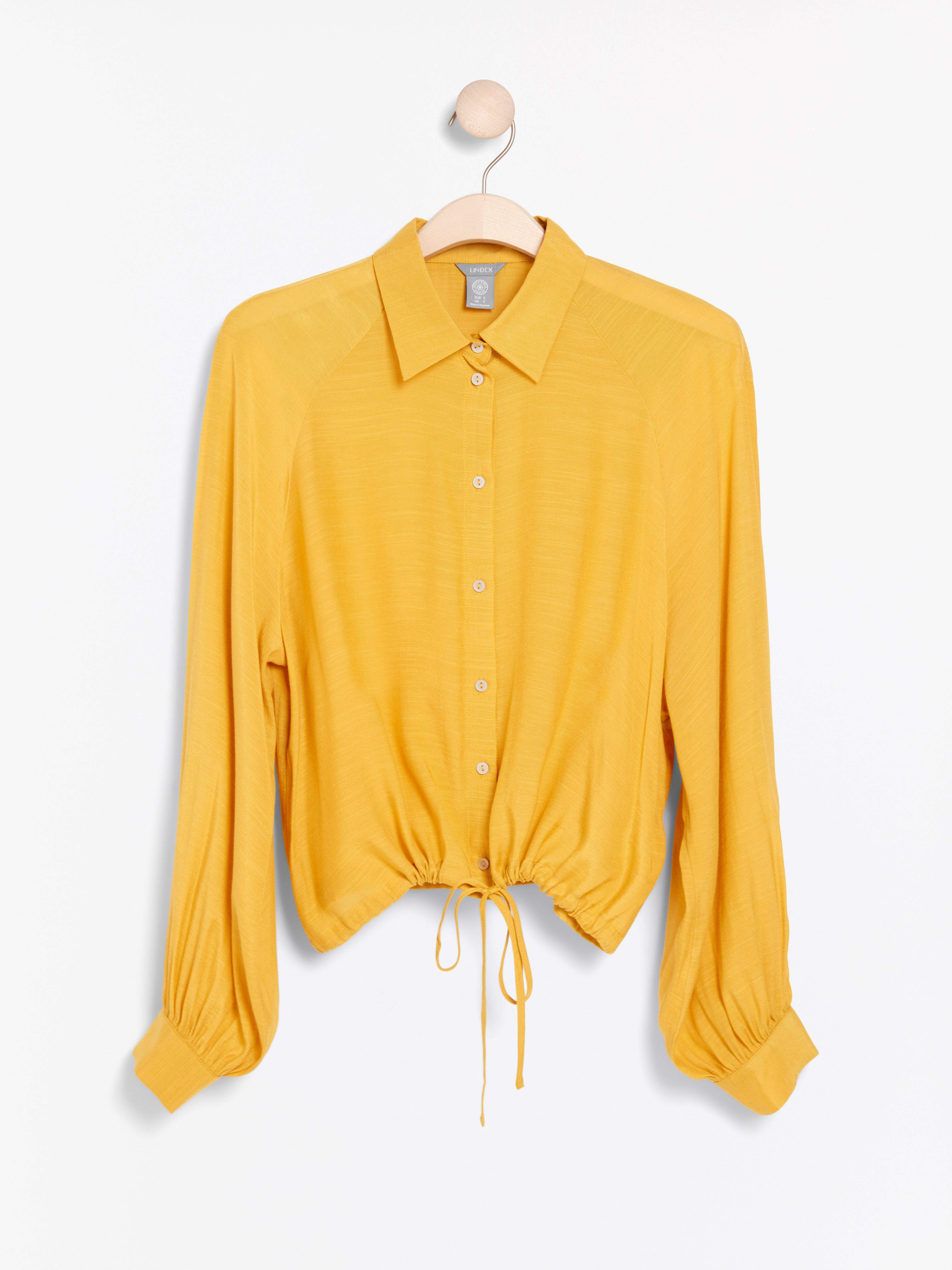 Yellow blouse with drawstring | Lindex 