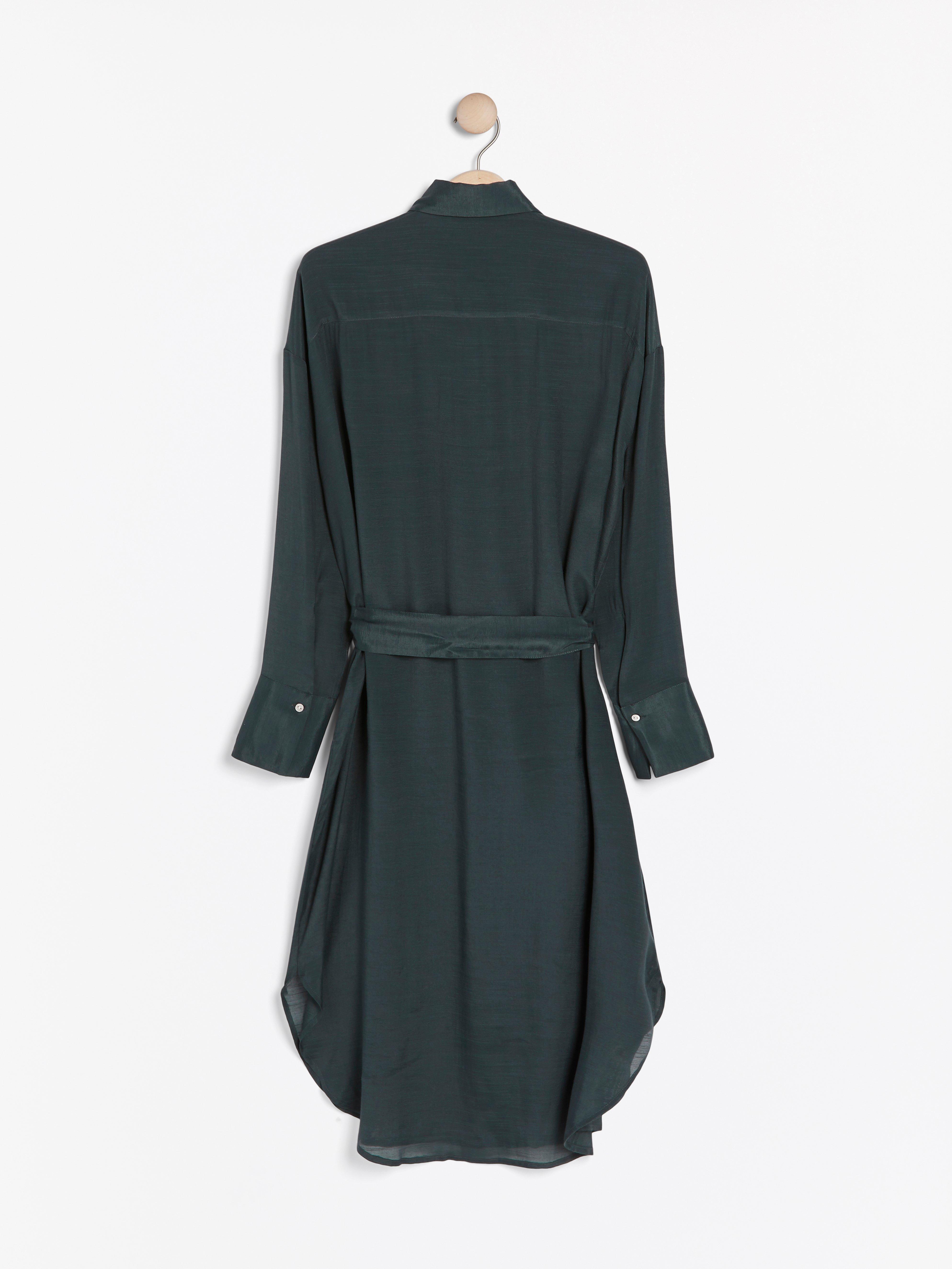 dark green shirt dress