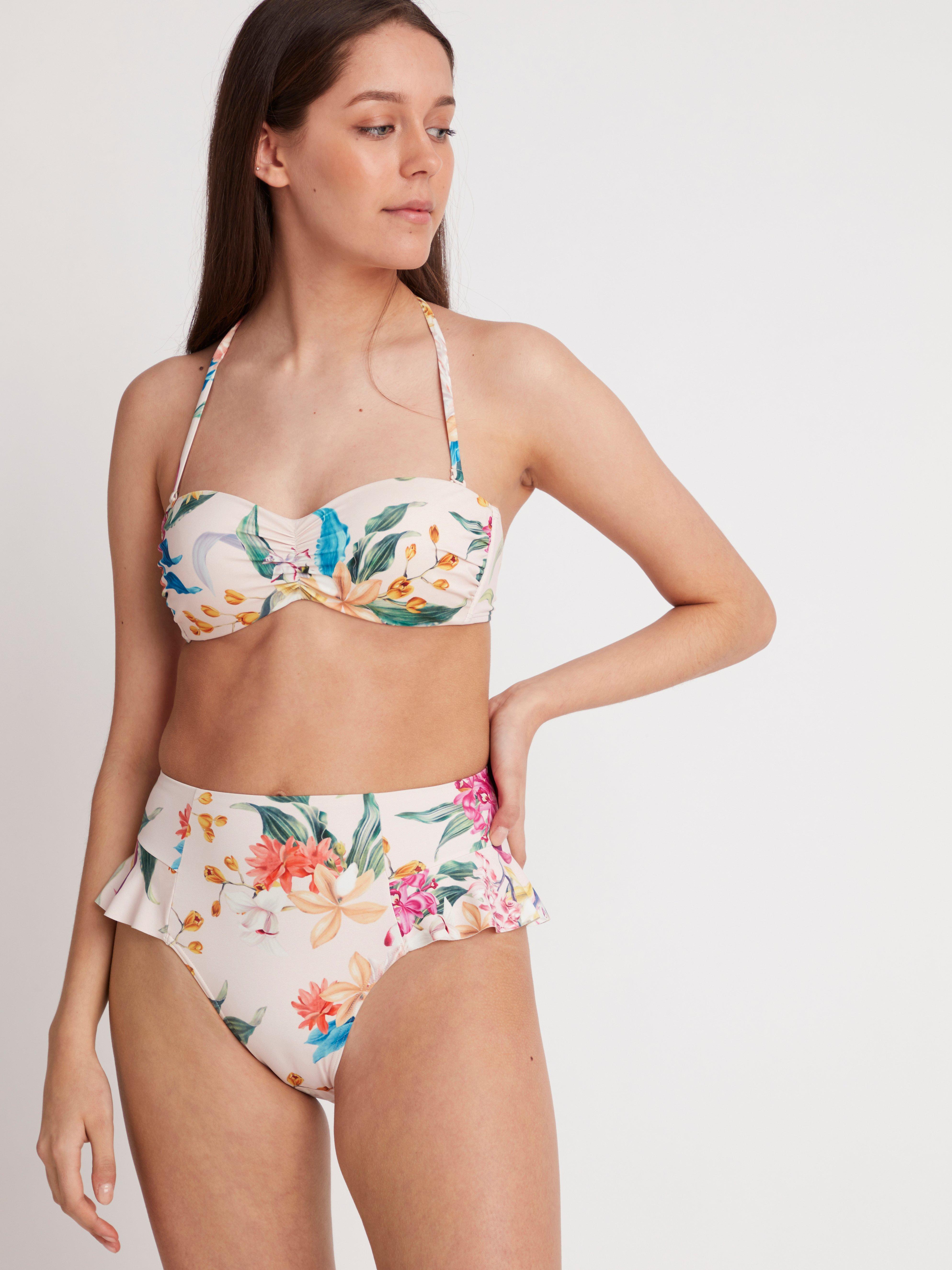 pink bandeau swimsuit
