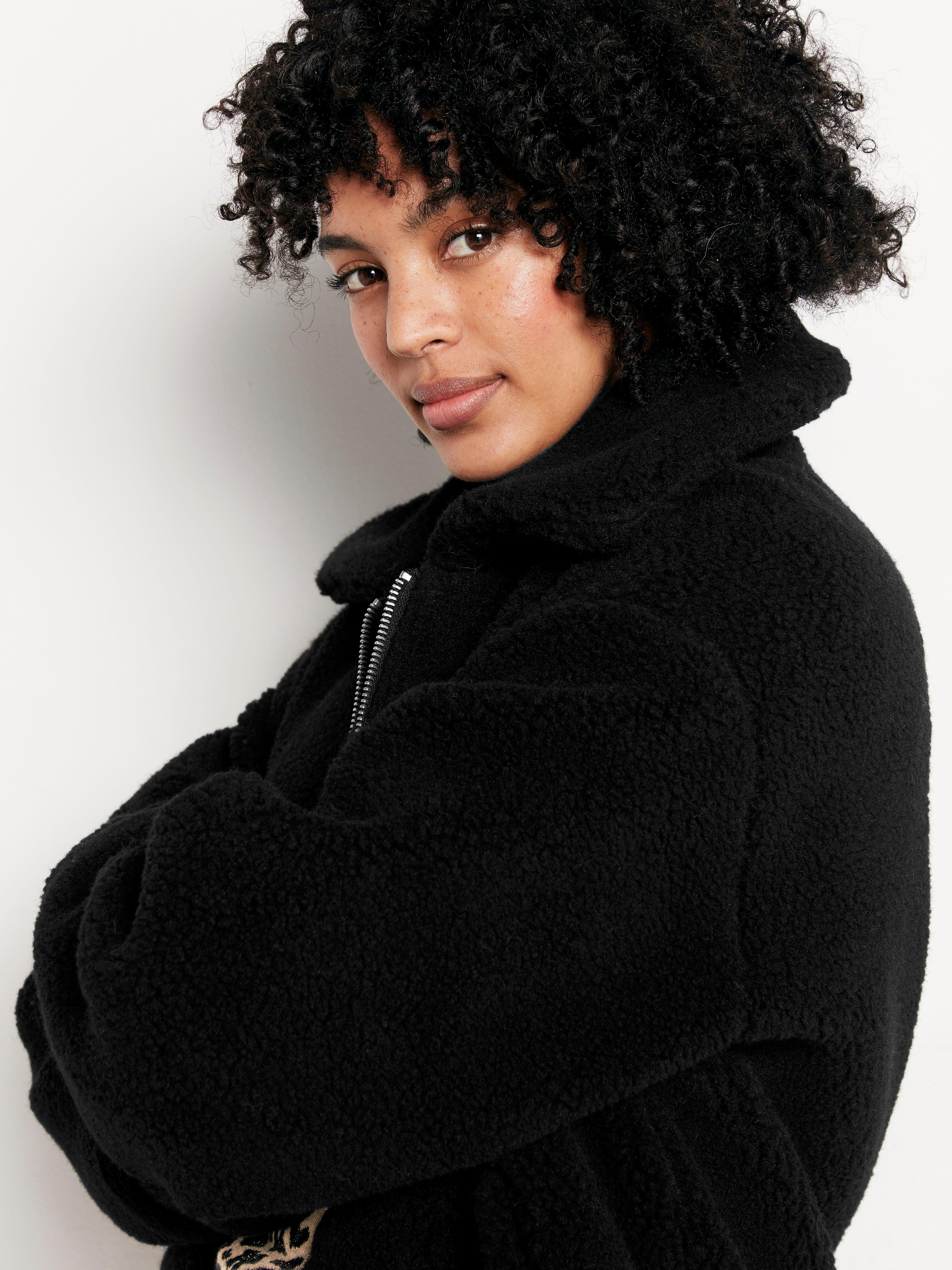 Urban outfitters black hot sale teddy jacket