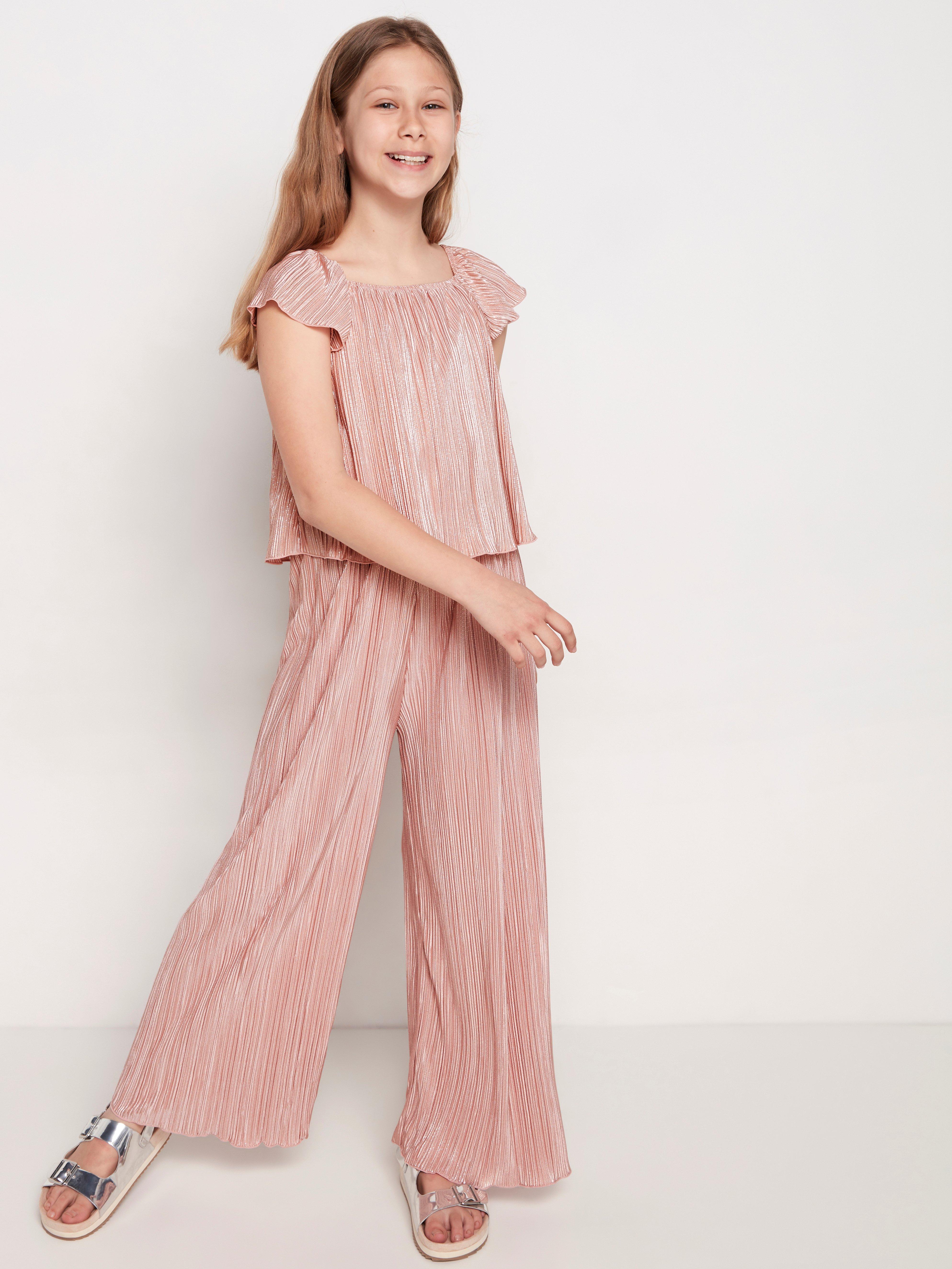 pink off shoulder jumpsuit