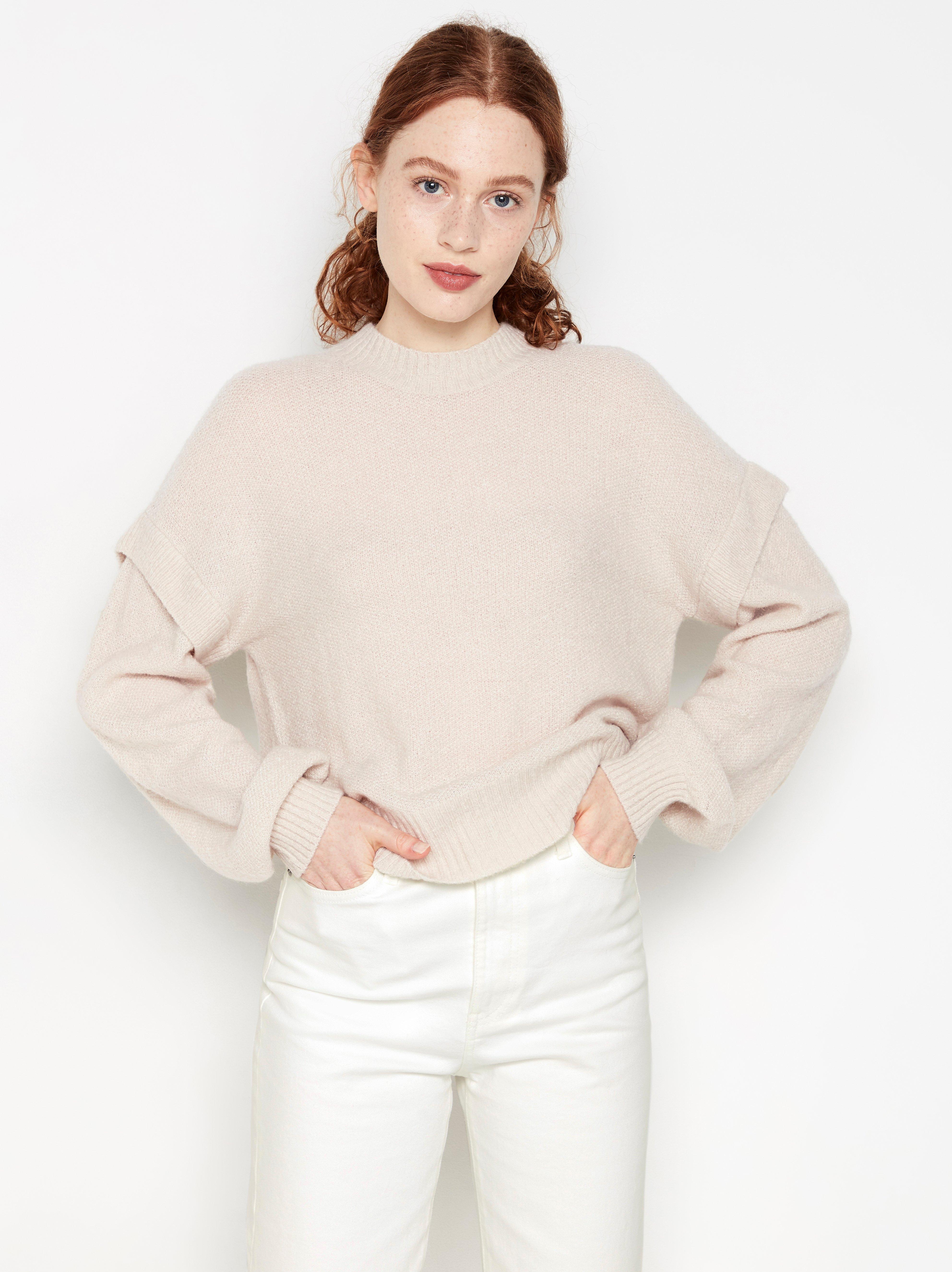 ribbed knitted jumper light beige