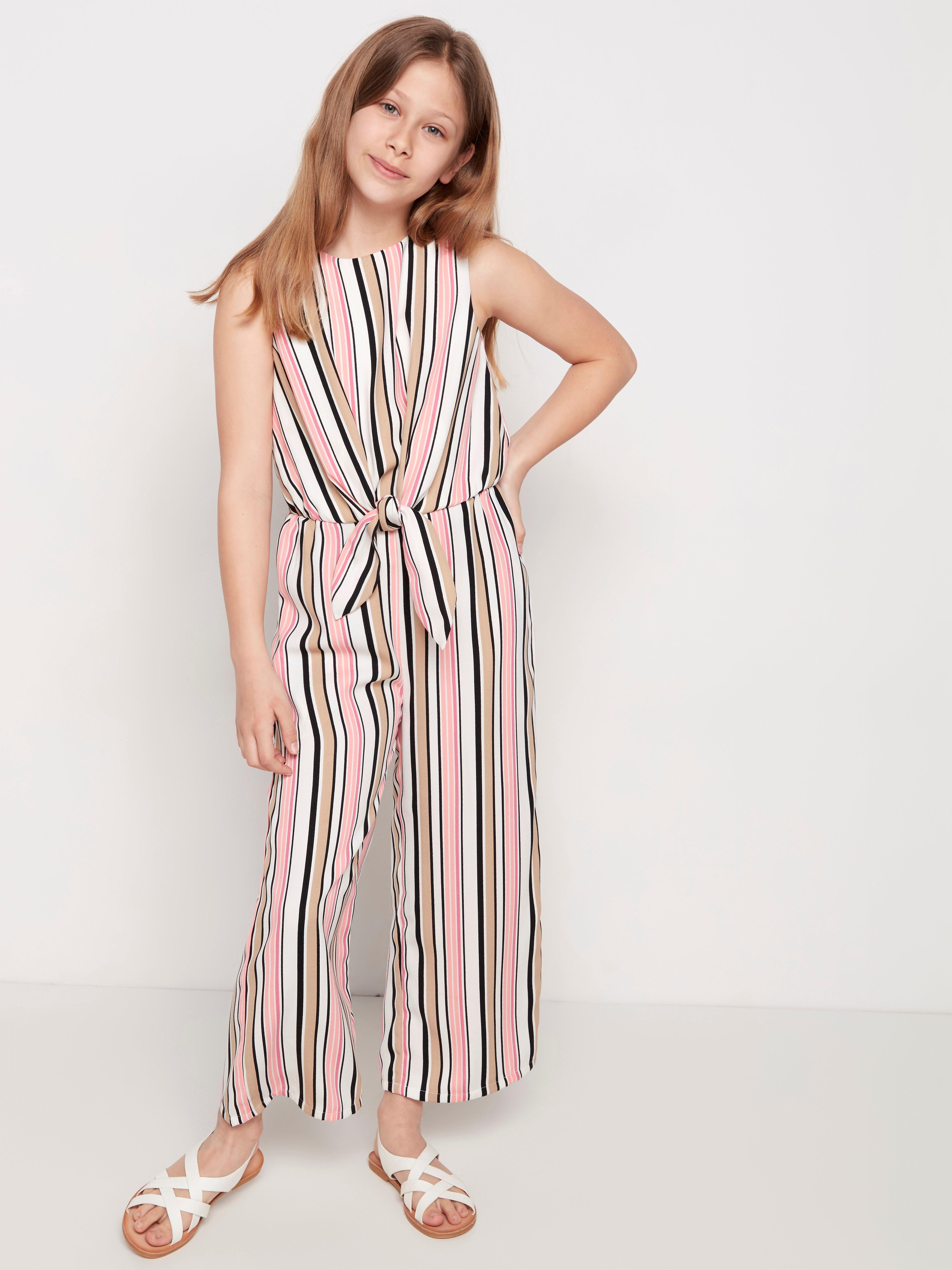 striped sleeveless jumpsuit