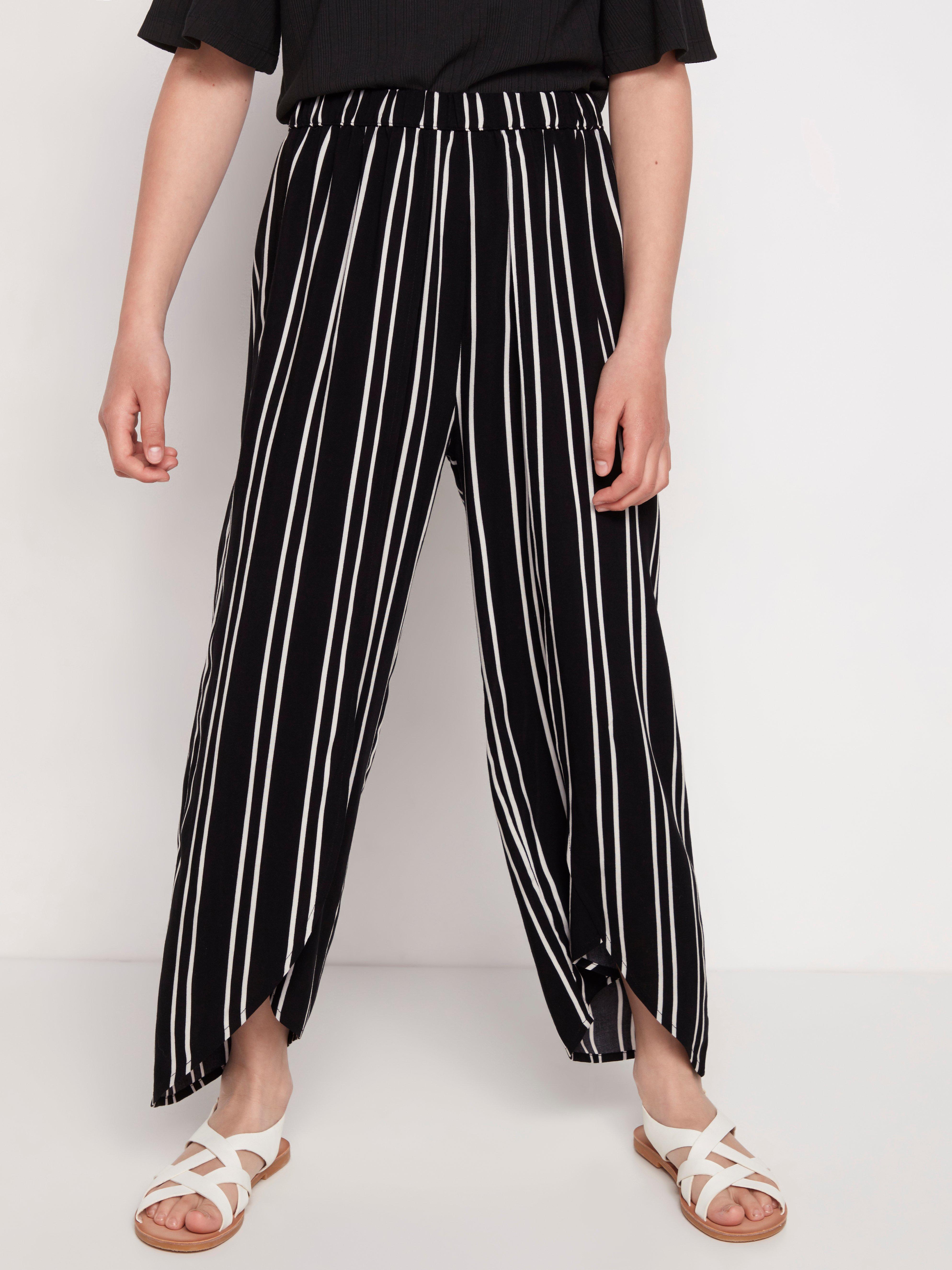 black and white vertical striped pants