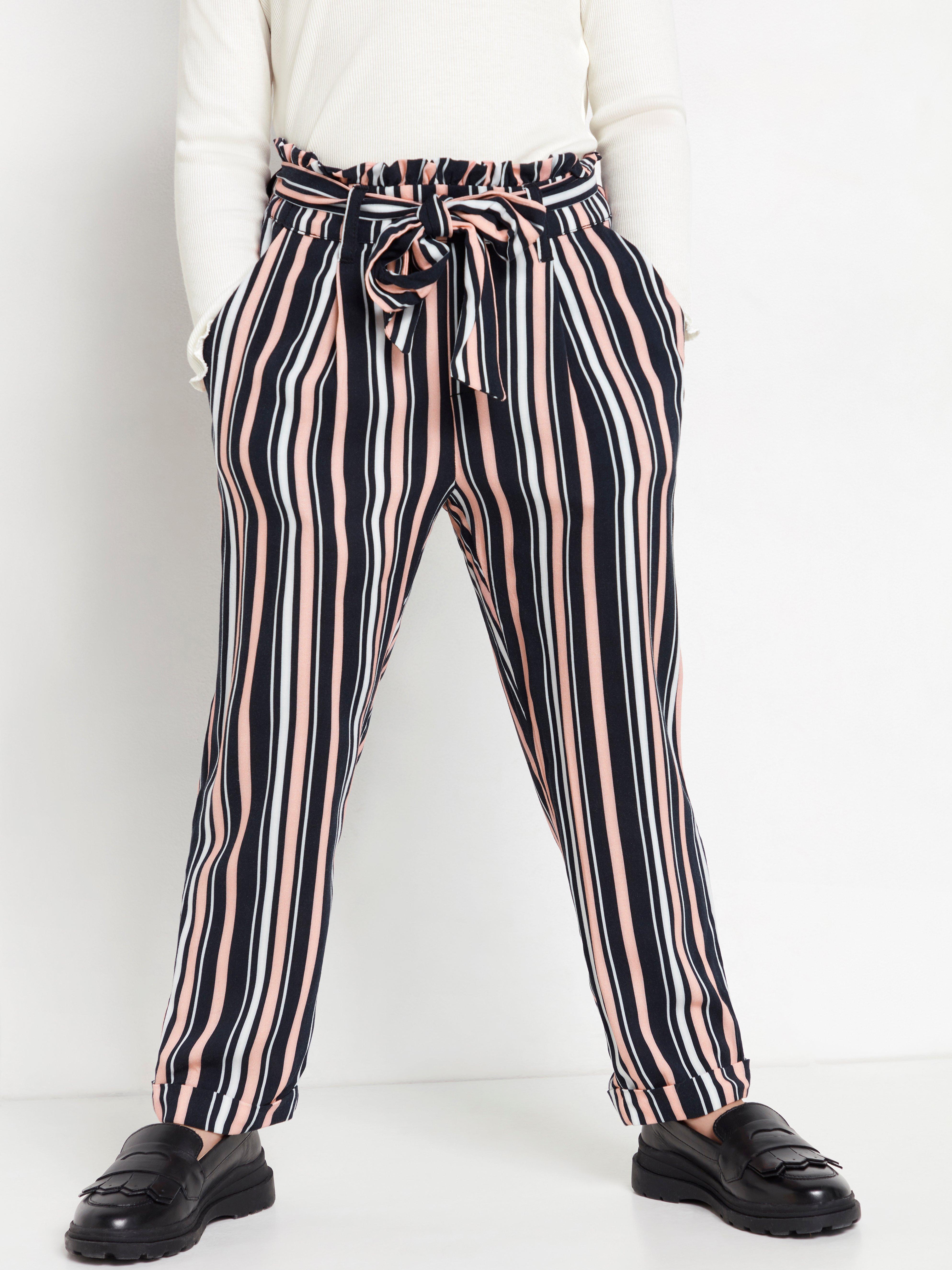 pink striped trousers