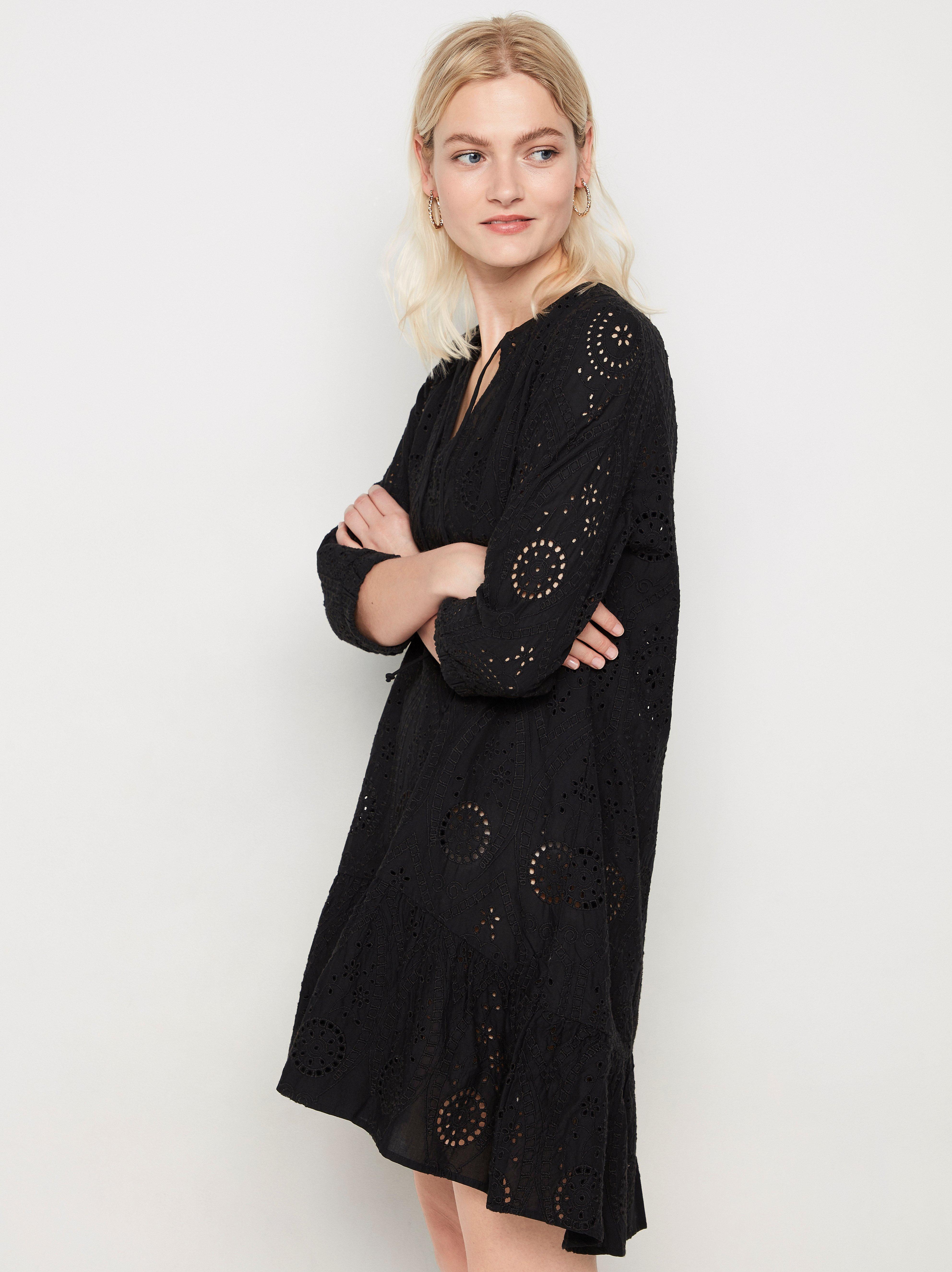 black embroidery anglaise dress