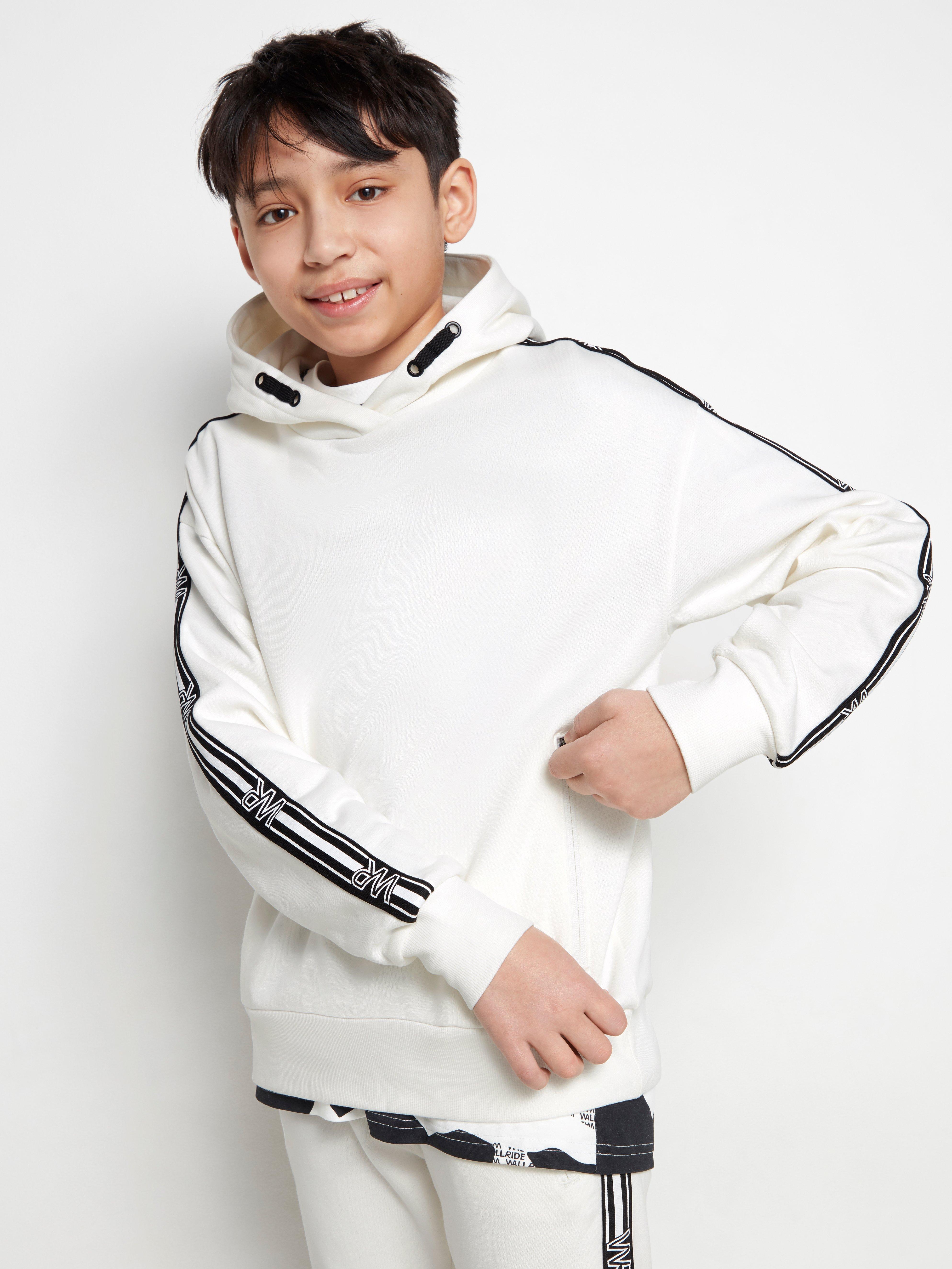 boys white hooded sweatshirt