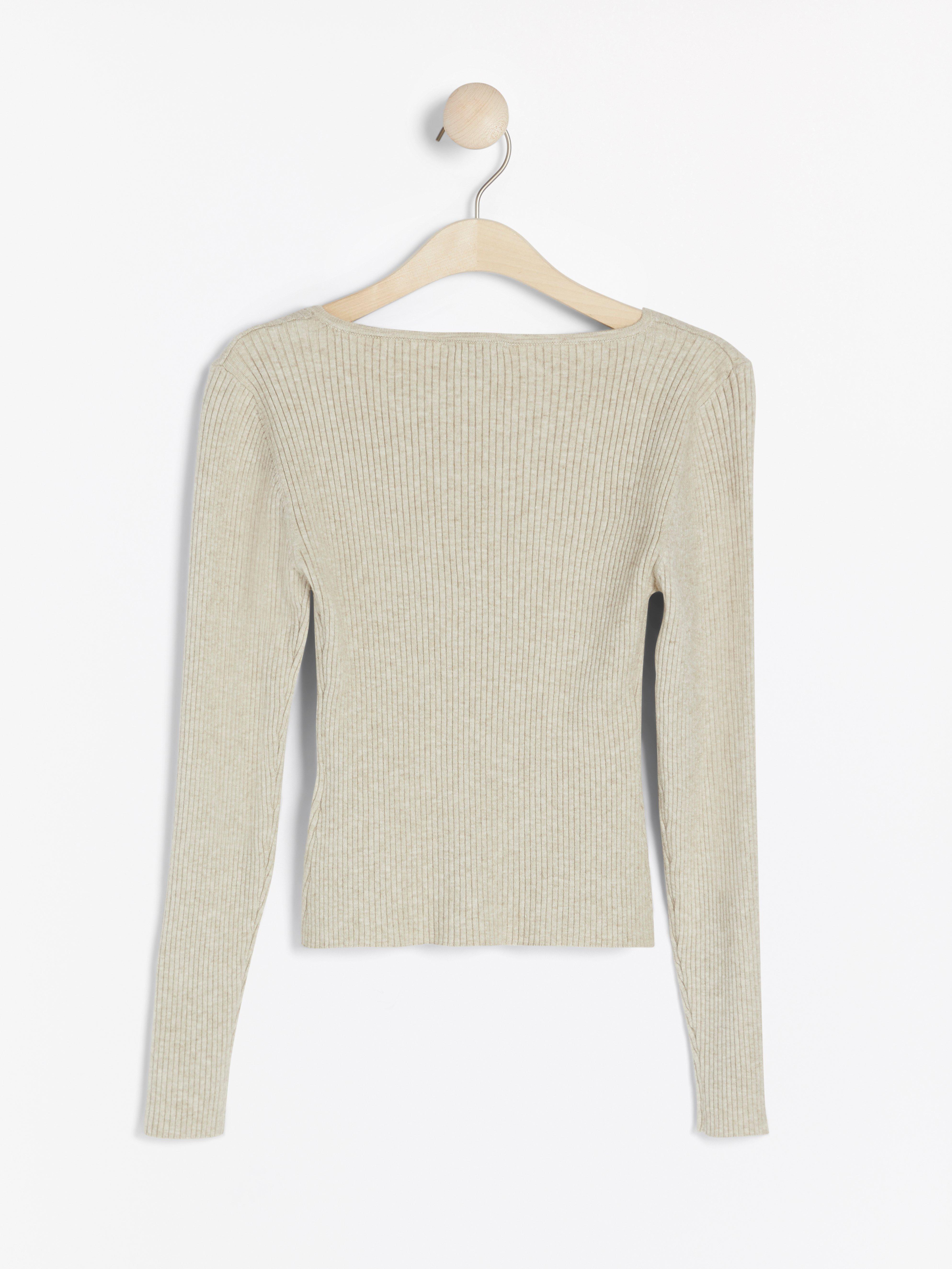 beige ribbed jumper