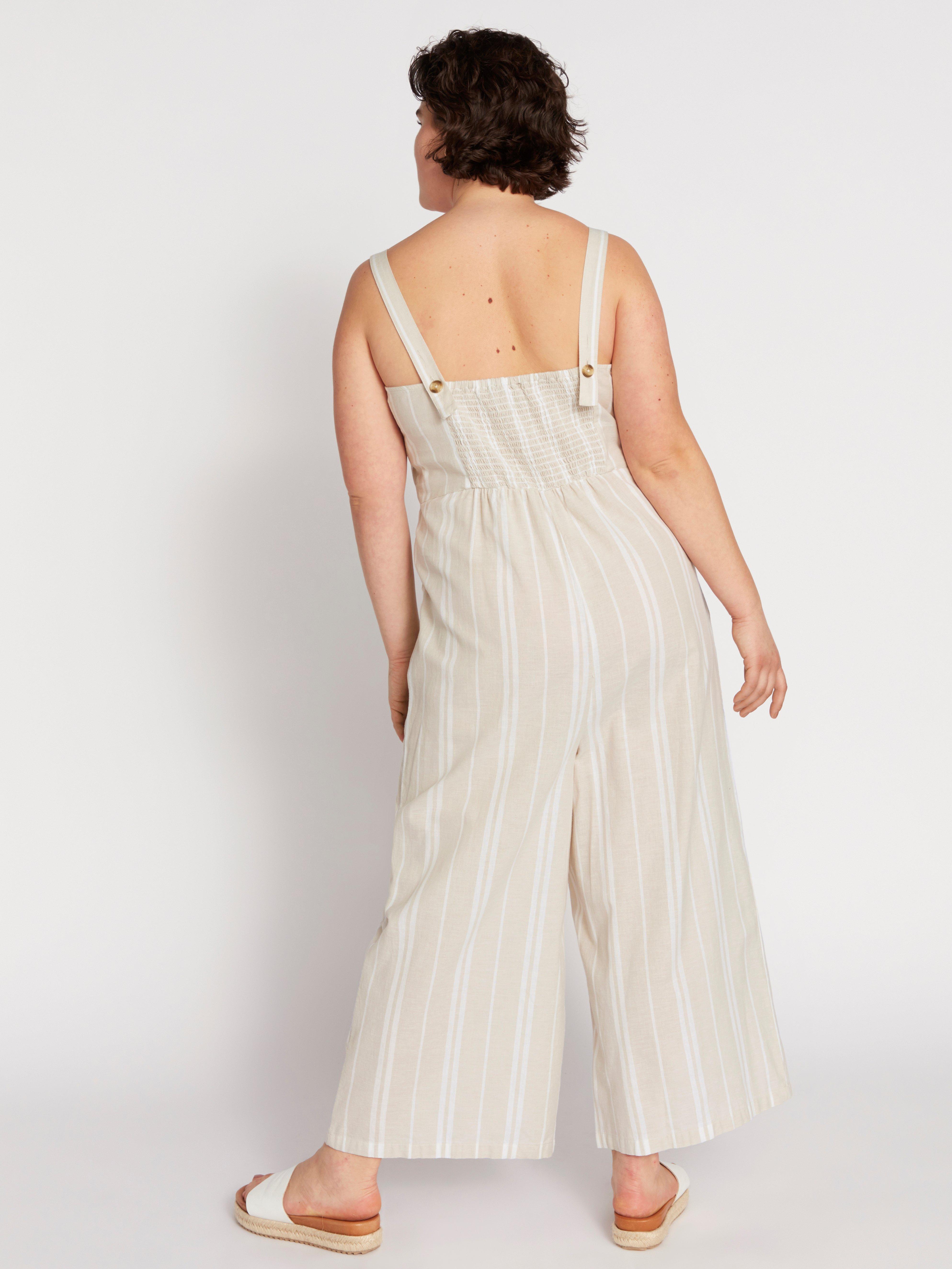 STRIPED LINEN BLEND JUMPSUIT