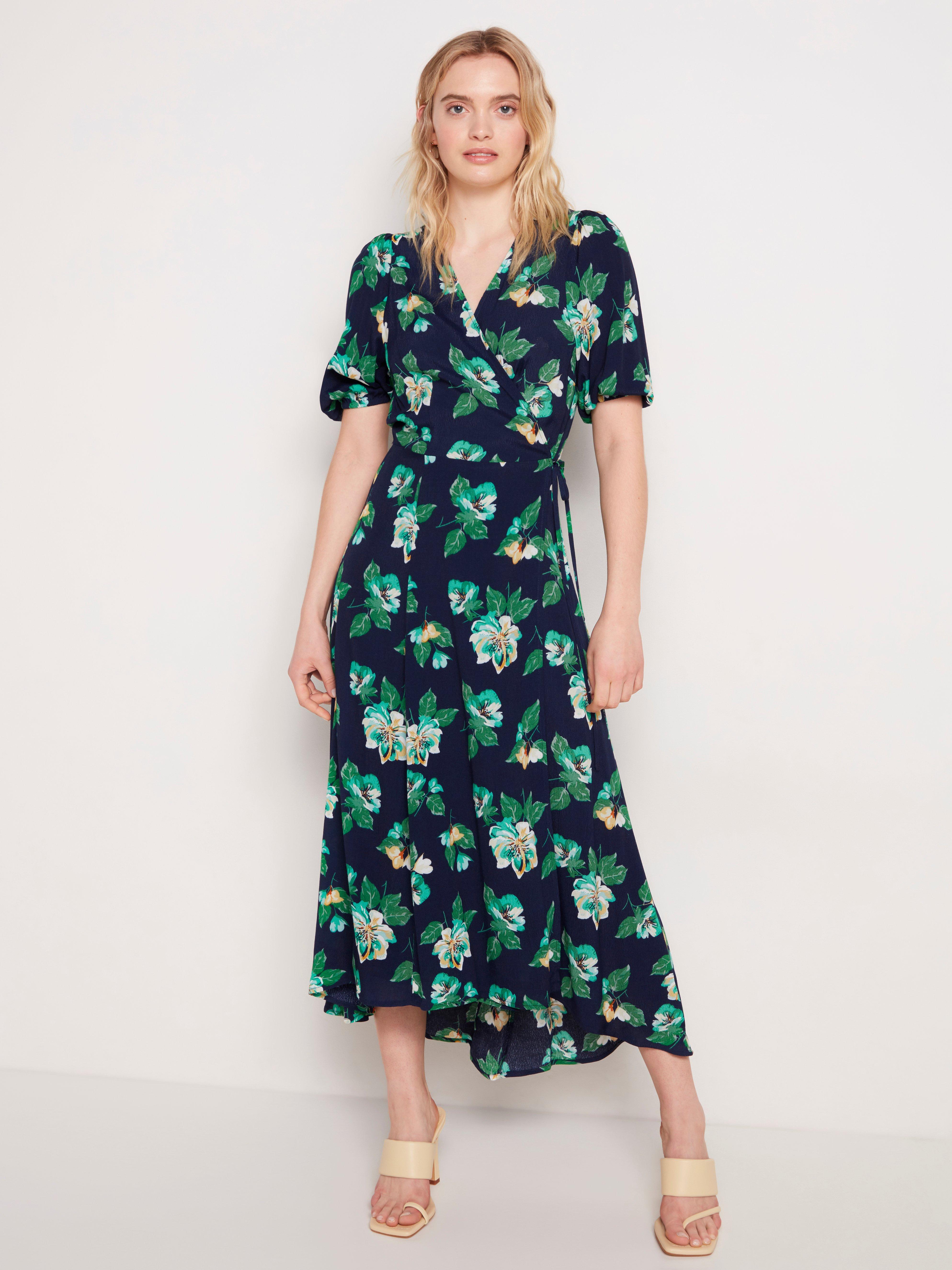 floral green wrap dress