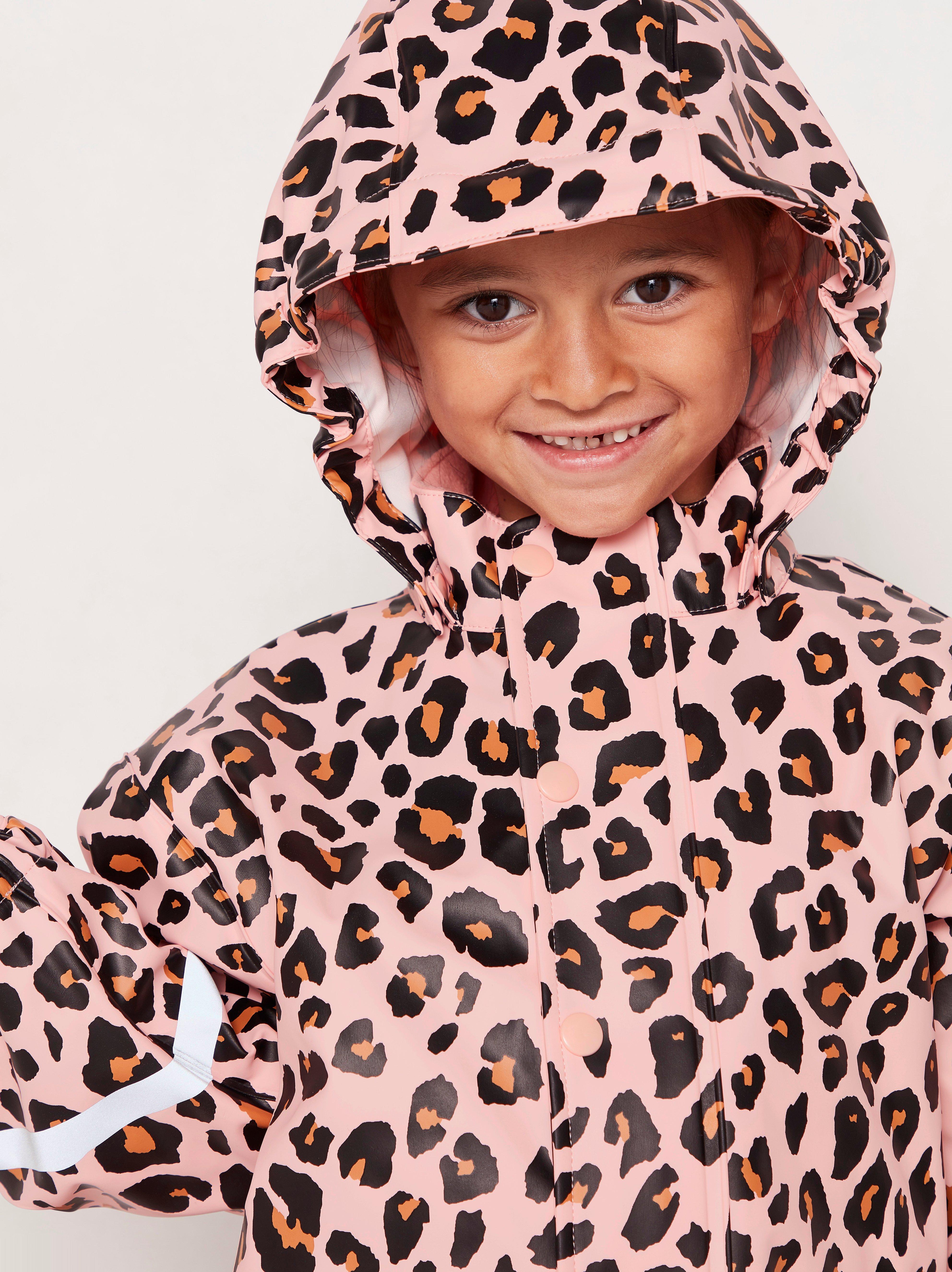 leopard print raincoat with hood