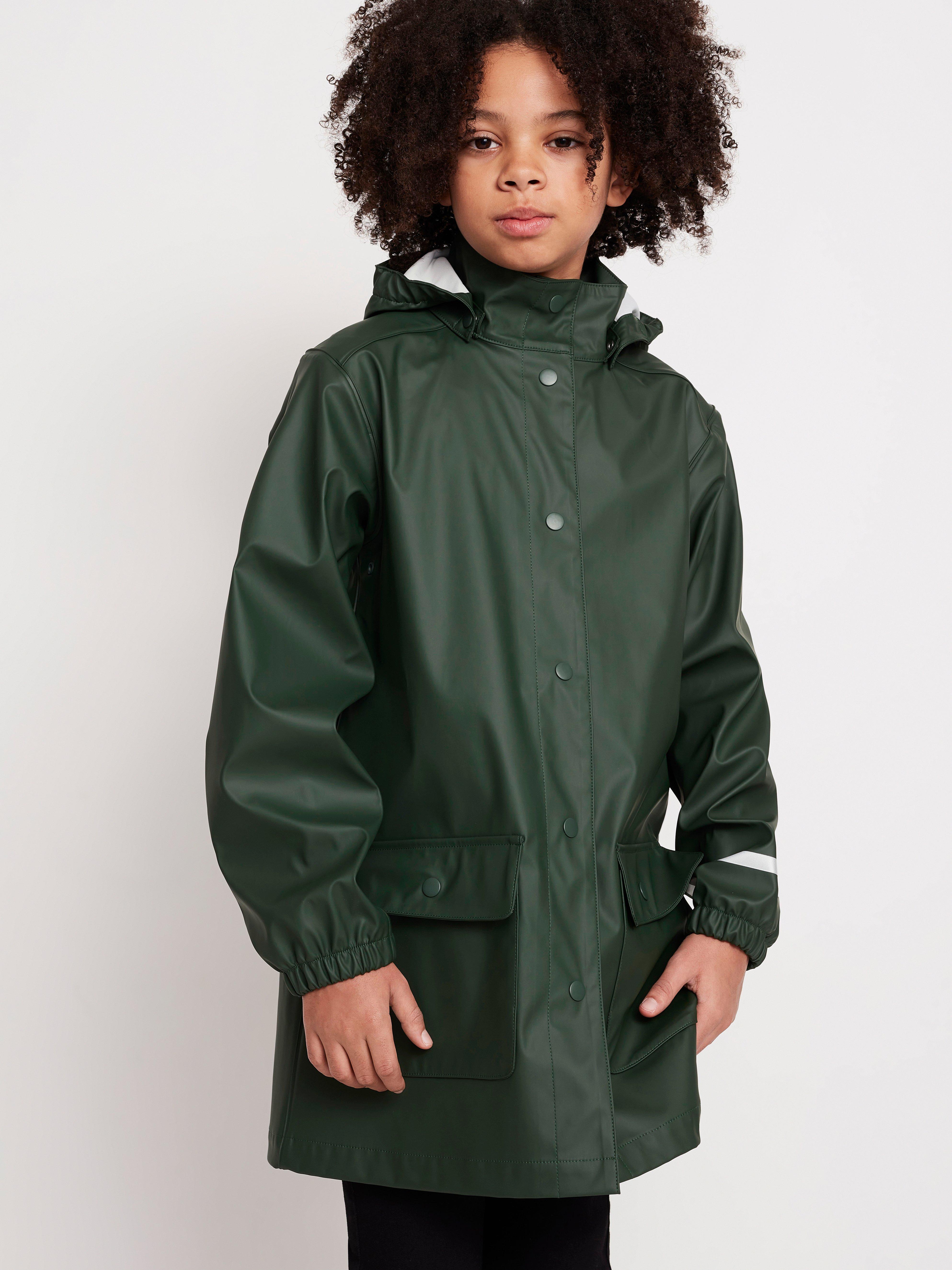 dark green raincoat