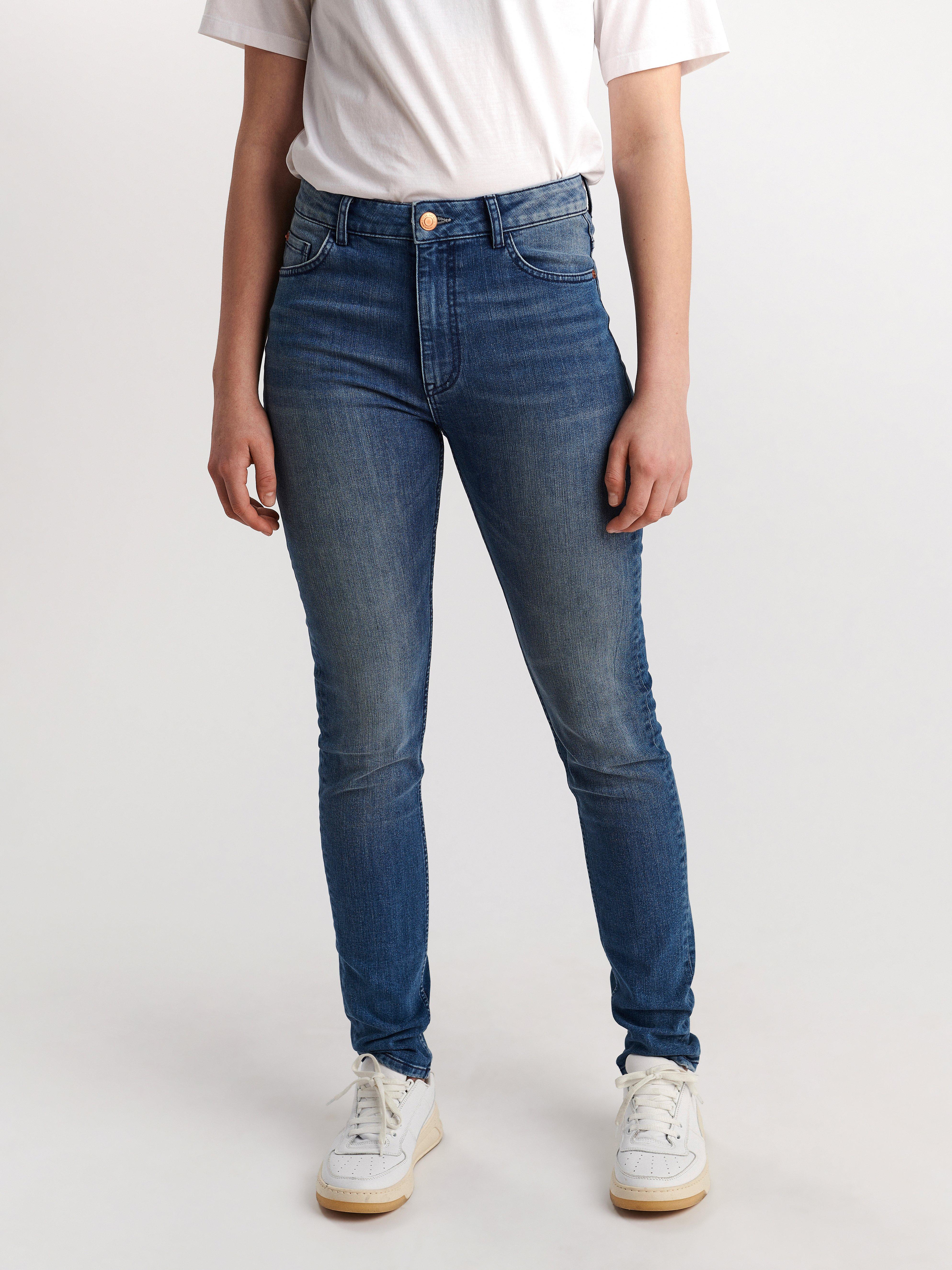 VERA Blå skinny jeans med hög midja