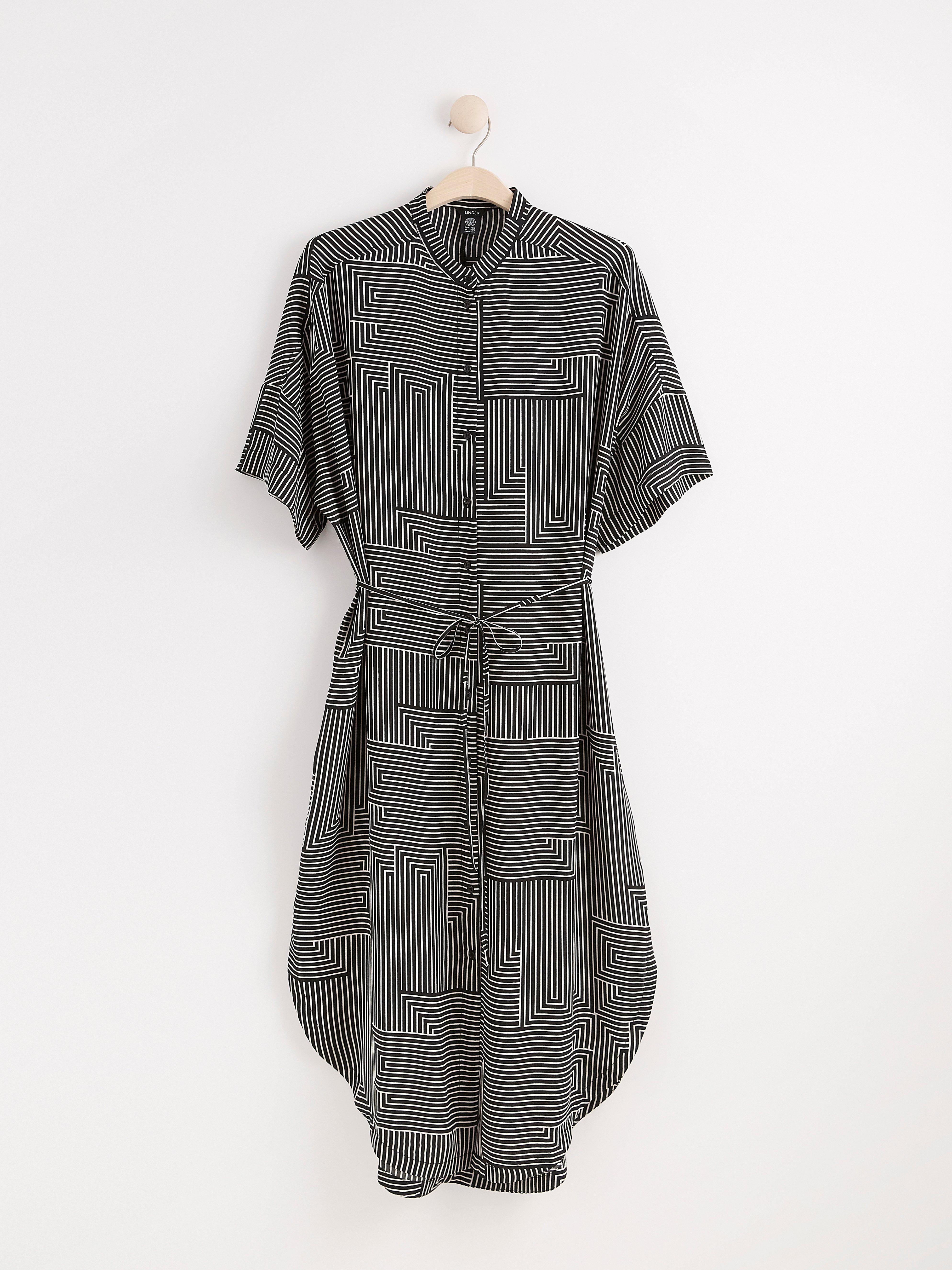 collarless shirt dress